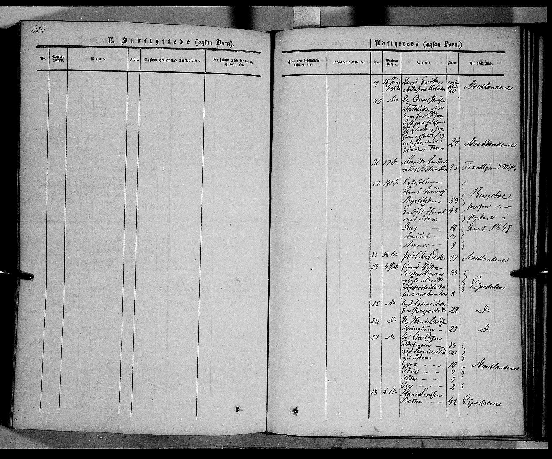 Nord-Fron prestekontor, SAH/PREST-080/H/Ha/Haa/L0001: Parish register (official) no. 1, 1851-1864, p. 426