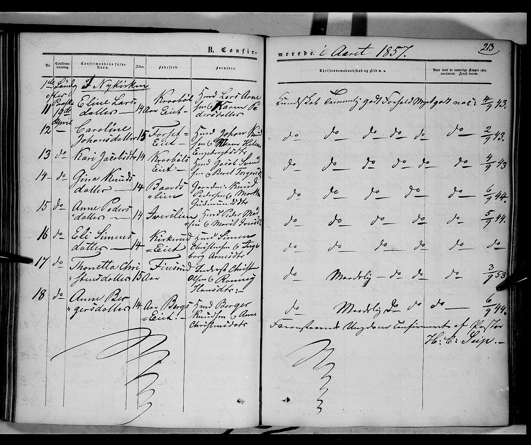 Gausdal prestekontor, AV/SAH-PREST-090/H/Ha/Haa/L0008: Parish register (official) no. 8, 1850-1861, p. 213