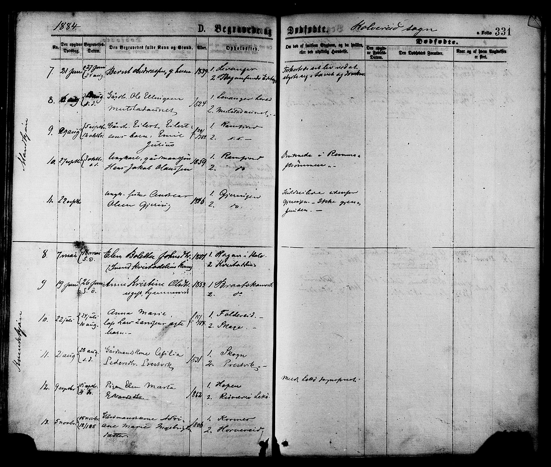 Ministerialprotokoller, klokkerbøker og fødselsregistre - Nord-Trøndelag, SAT/A-1458/780/L0642: Parish register (official) no. 780A07 /1, 1874-1885, p. 331