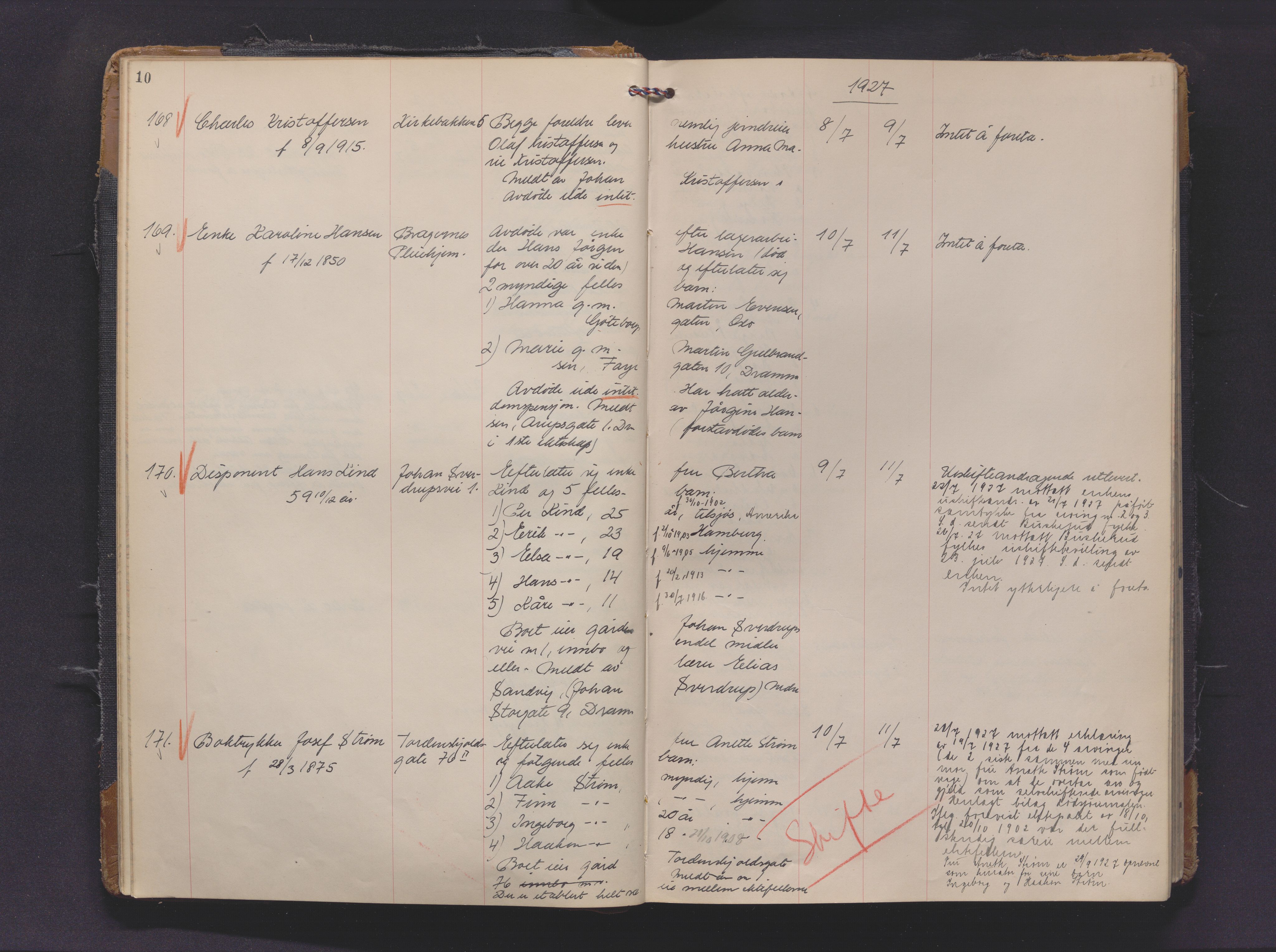 Drammen byfogd, AV/SAKO-A-222/H/Ha/Haa/L0016: Dødsjournal., 1927-1930, p. 10
