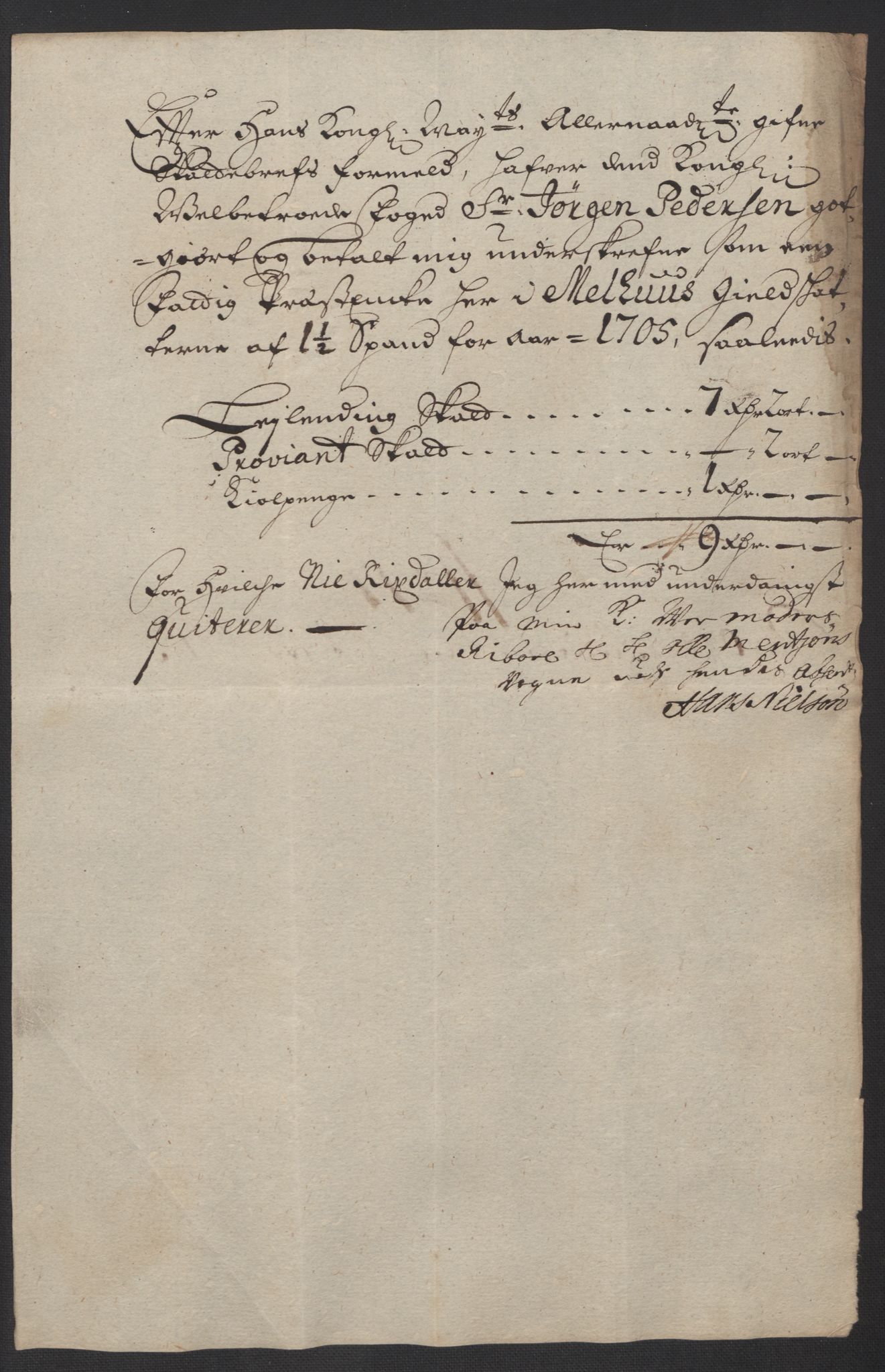 Rentekammeret inntil 1814, Reviderte regnskaper, Fogderegnskap, RA/EA-4092/R60/L3955: Fogderegnskap Orkdal og Gauldal, 1705, p. 404