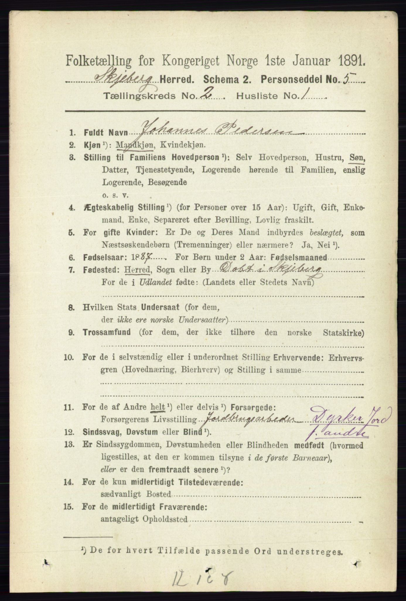 RA, 1891 census for 0115 Skjeberg, 1891, p. 913