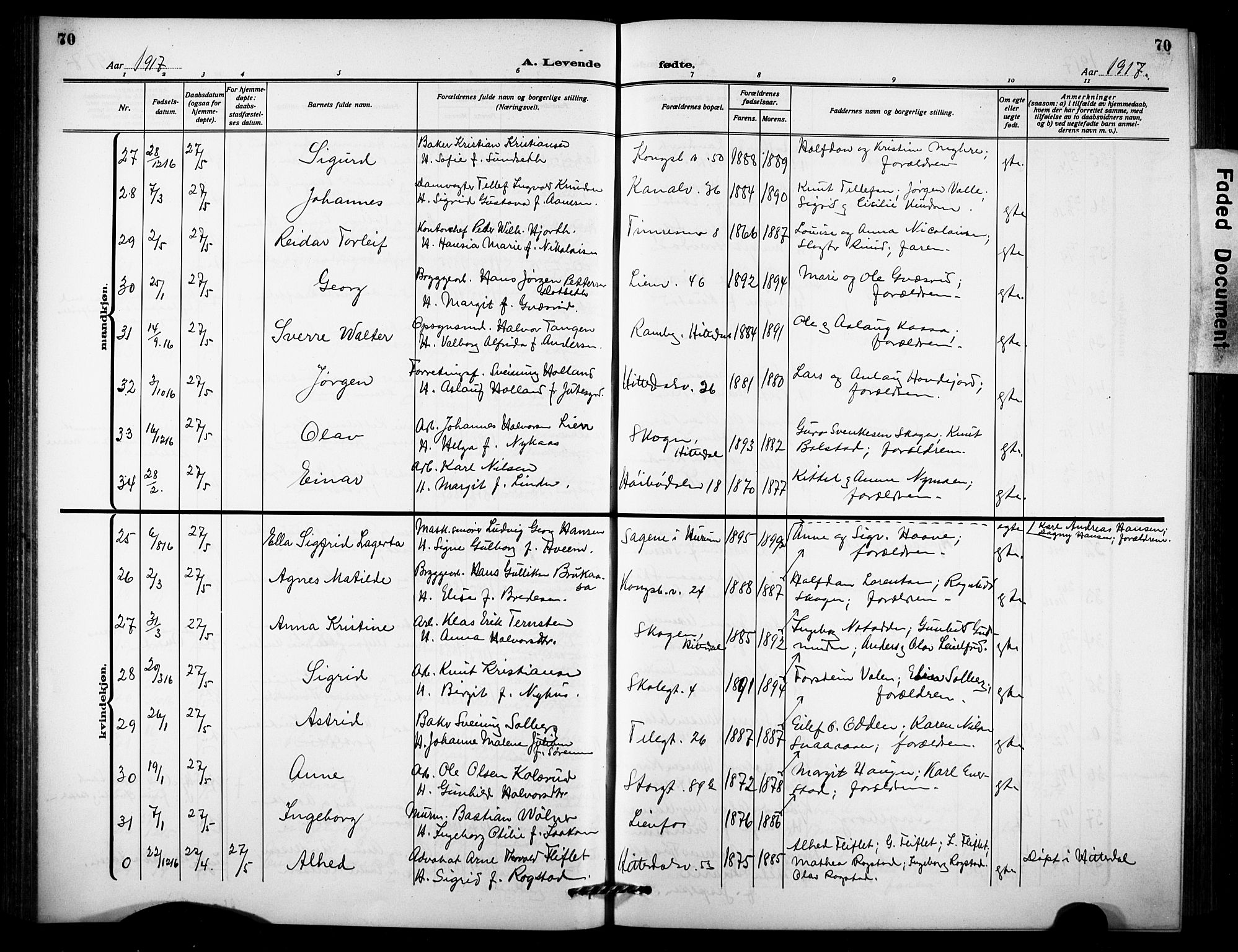 Notodden kirkebøker, AV/SAKO-A-290/G/Ga/L0001: Parish register (copy) no. 1, 1912-1923, p. 70