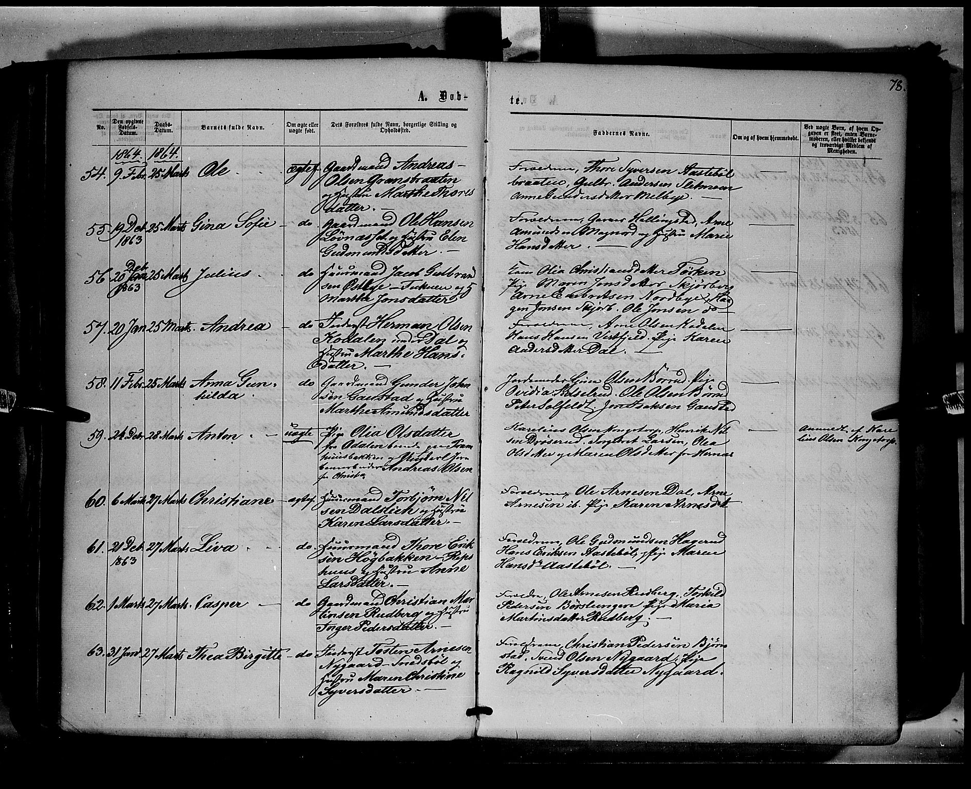 Eidskog prestekontor, AV/SAH-PREST-026/H/Ha/Haa/L0001: Parish register (official) no. 1, 1860-1867, p. 78