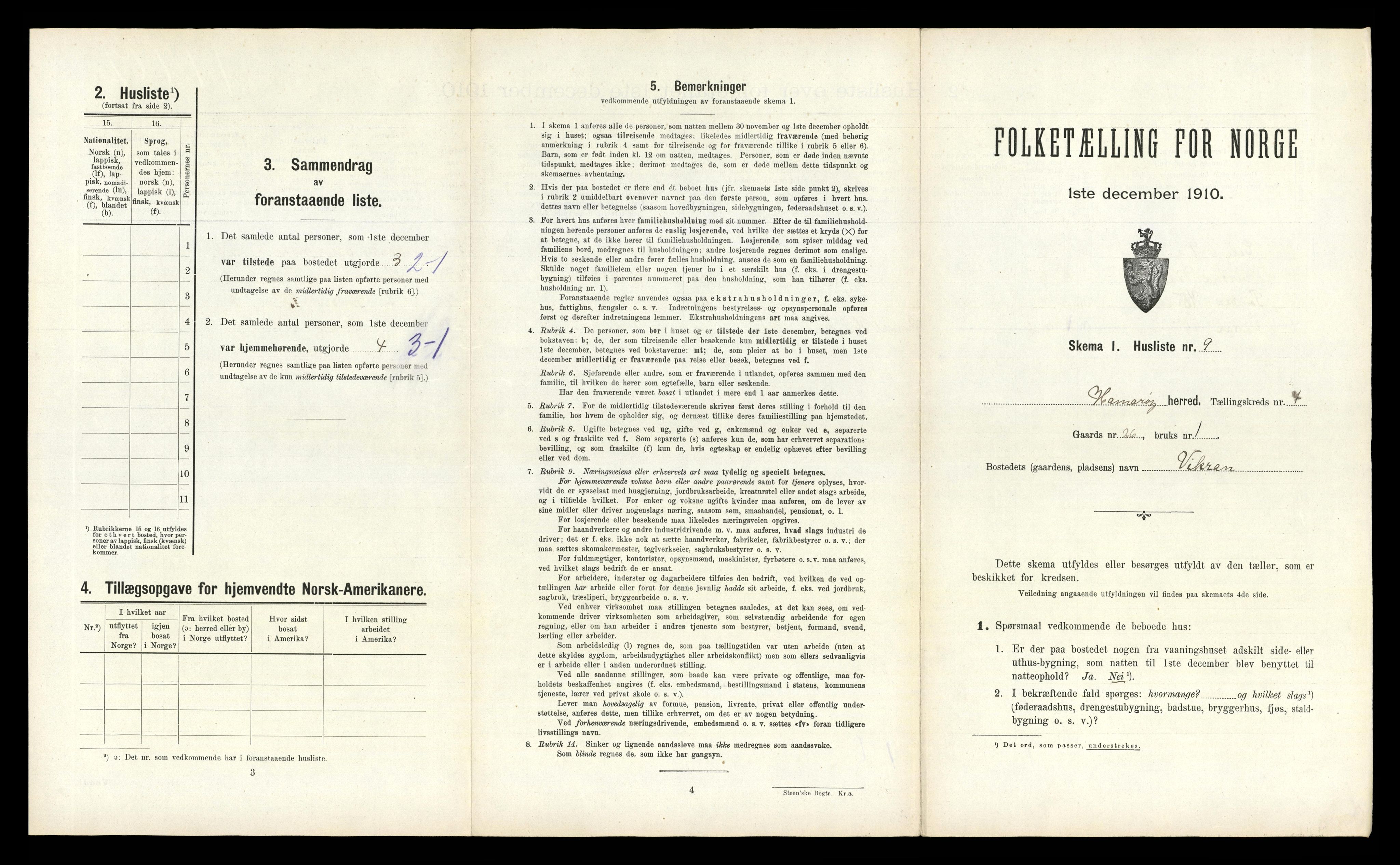 RA, 1910 census for Hamarøy, 1910, p. 324