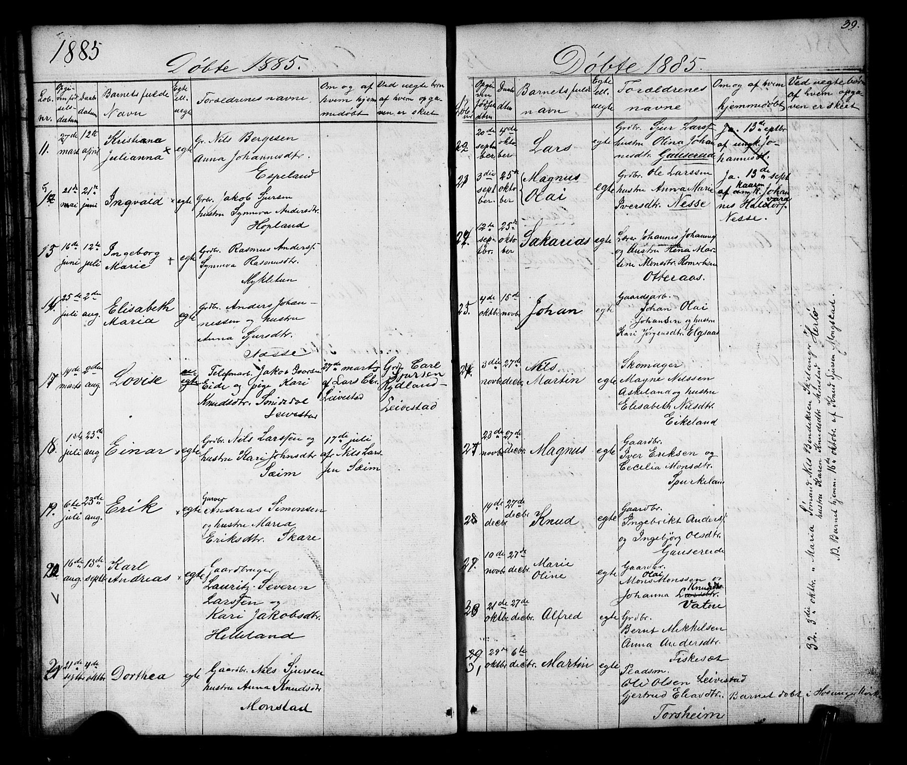 Alversund Sokneprestembete, AV/SAB-A-73901/H/Ha/Hab: Parish register (copy) no. D 2, 1851-1889, p. 39