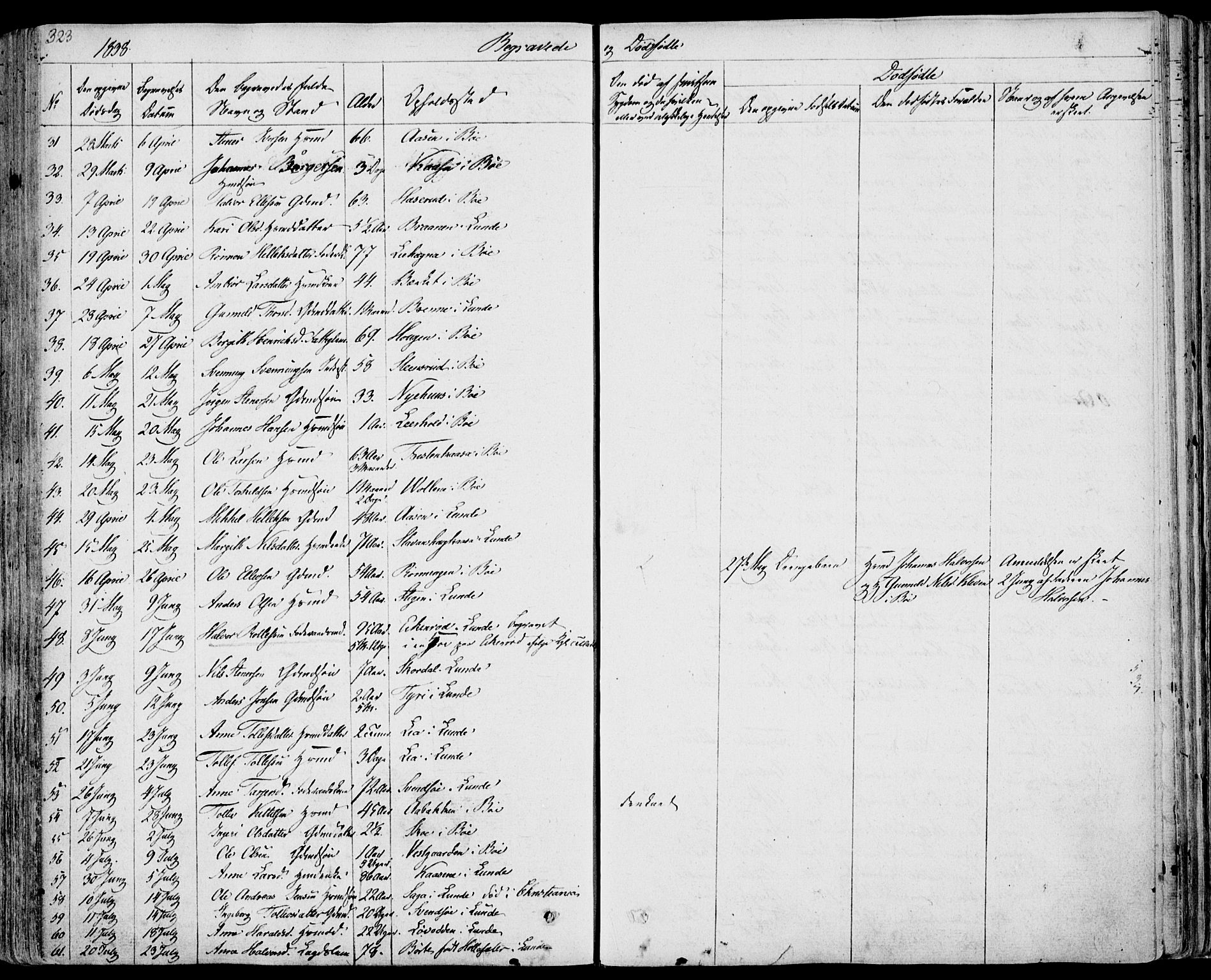 Bø kirkebøker, SAKO/A-257/F/Fa/L0007: Parish register (official) no. 7, 1831-1848, p. 323