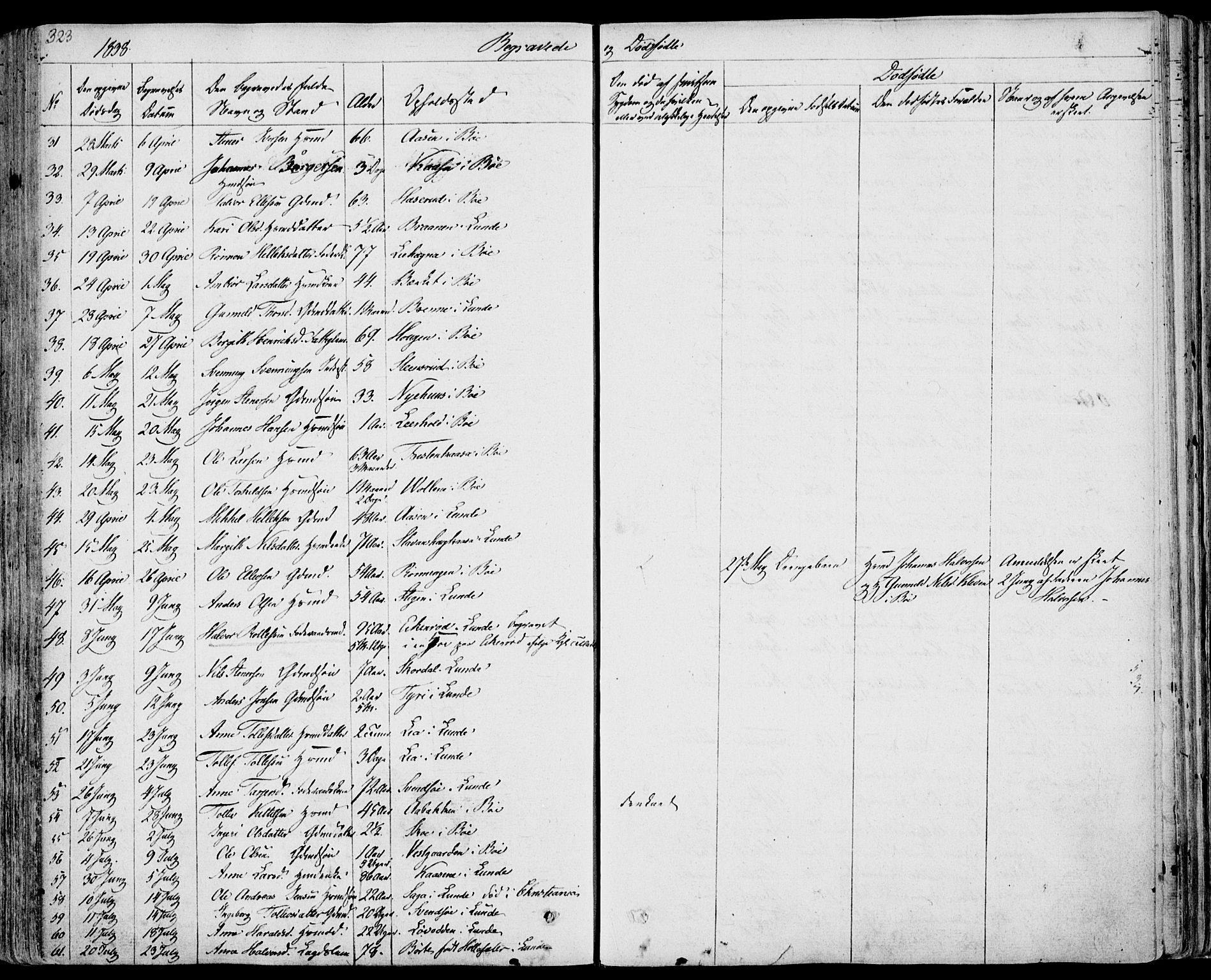 Bø kirkebøker, AV/SAKO-A-257/F/Fa/L0007: Parish register (official) no. 7, 1831-1848, p. 323