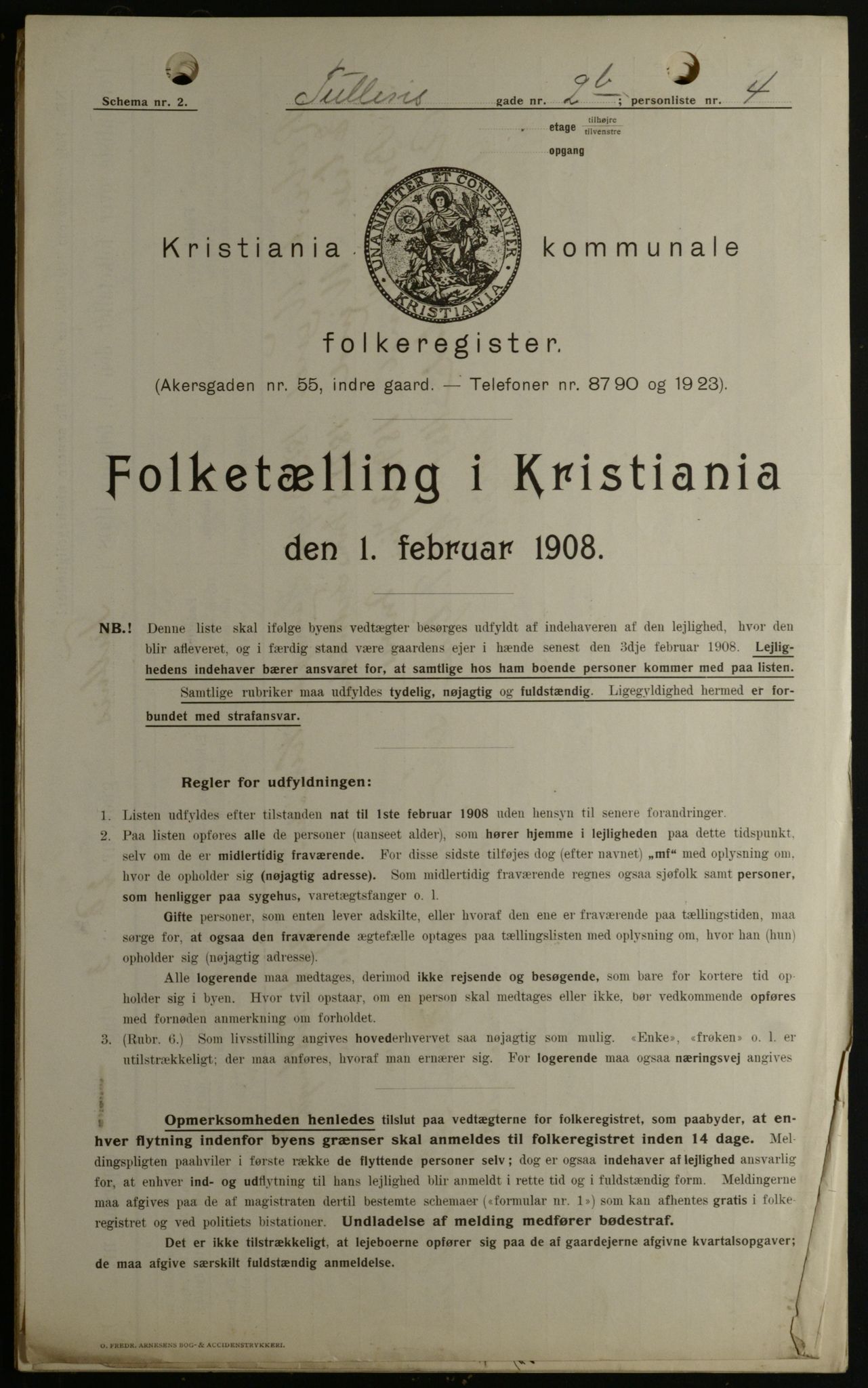 OBA, Municipal Census 1908 for Kristiania, 1908, p. 105486