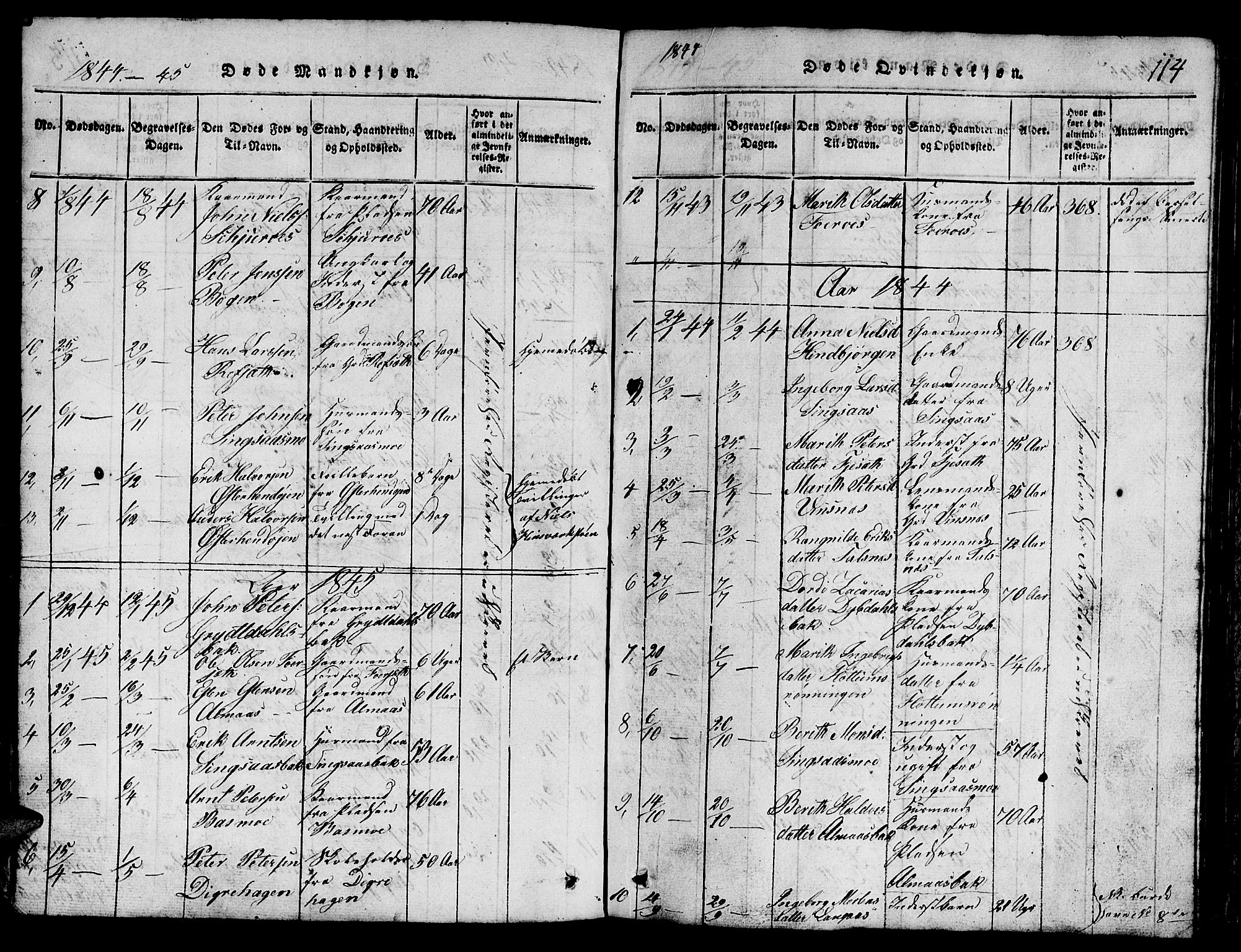 Ministerialprotokoller, klokkerbøker og fødselsregistre - Sør-Trøndelag, SAT/A-1456/688/L1026: Parish register (copy) no. 688C01, 1817-1860, p. 114