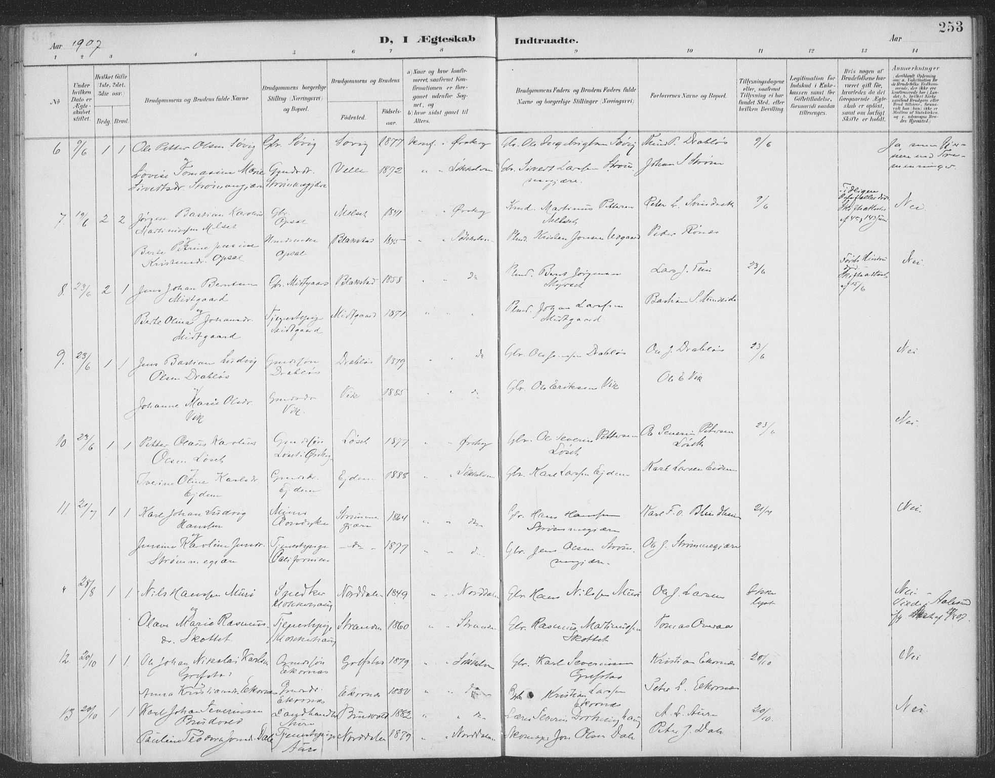 Ministerialprotokoller, klokkerbøker og fødselsregistre - Møre og Romsdal, AV/SAT-A-1454/523/L0335: Parish register (official) no. 523A02, 1891-1911, p. 253