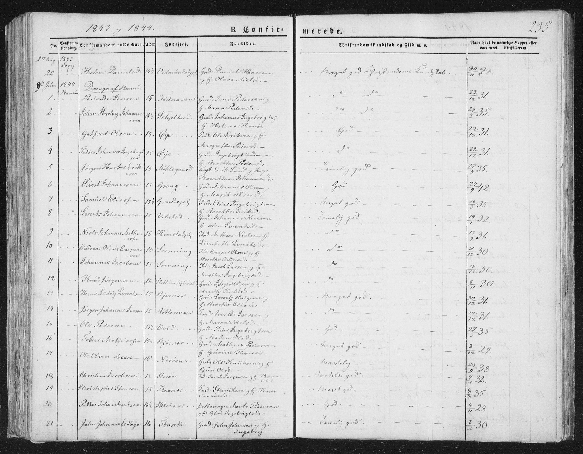 Ministerialprotokoller, klokkerbøker og fødselsregistre - Nord-Trøndelag, AV/SAT-A-1458/764/L0551: Parish register (official) no. 764A07a, 1824-1864, p. 235