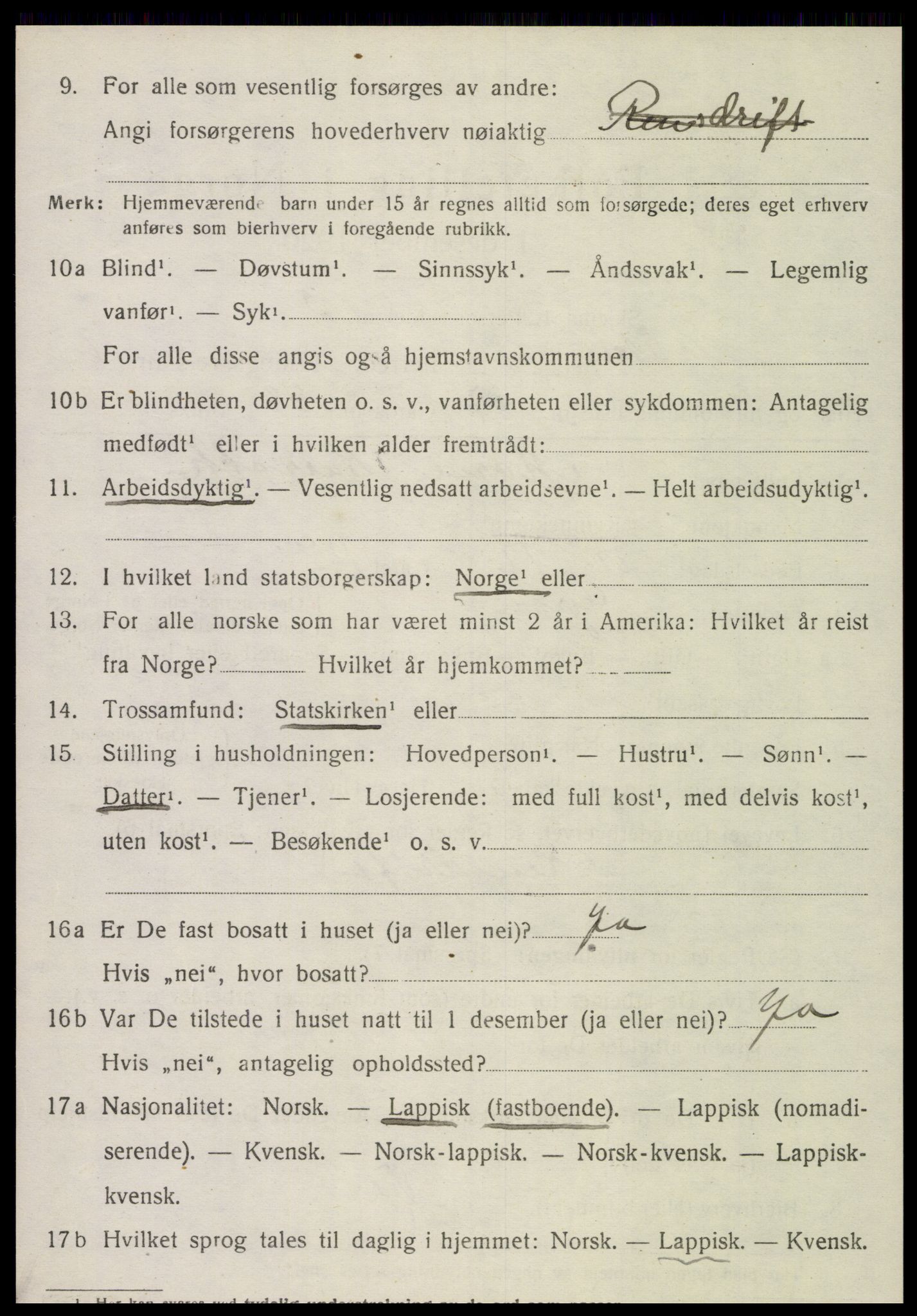 SAT, 1920 census for Meråker, 1920, p. 4613