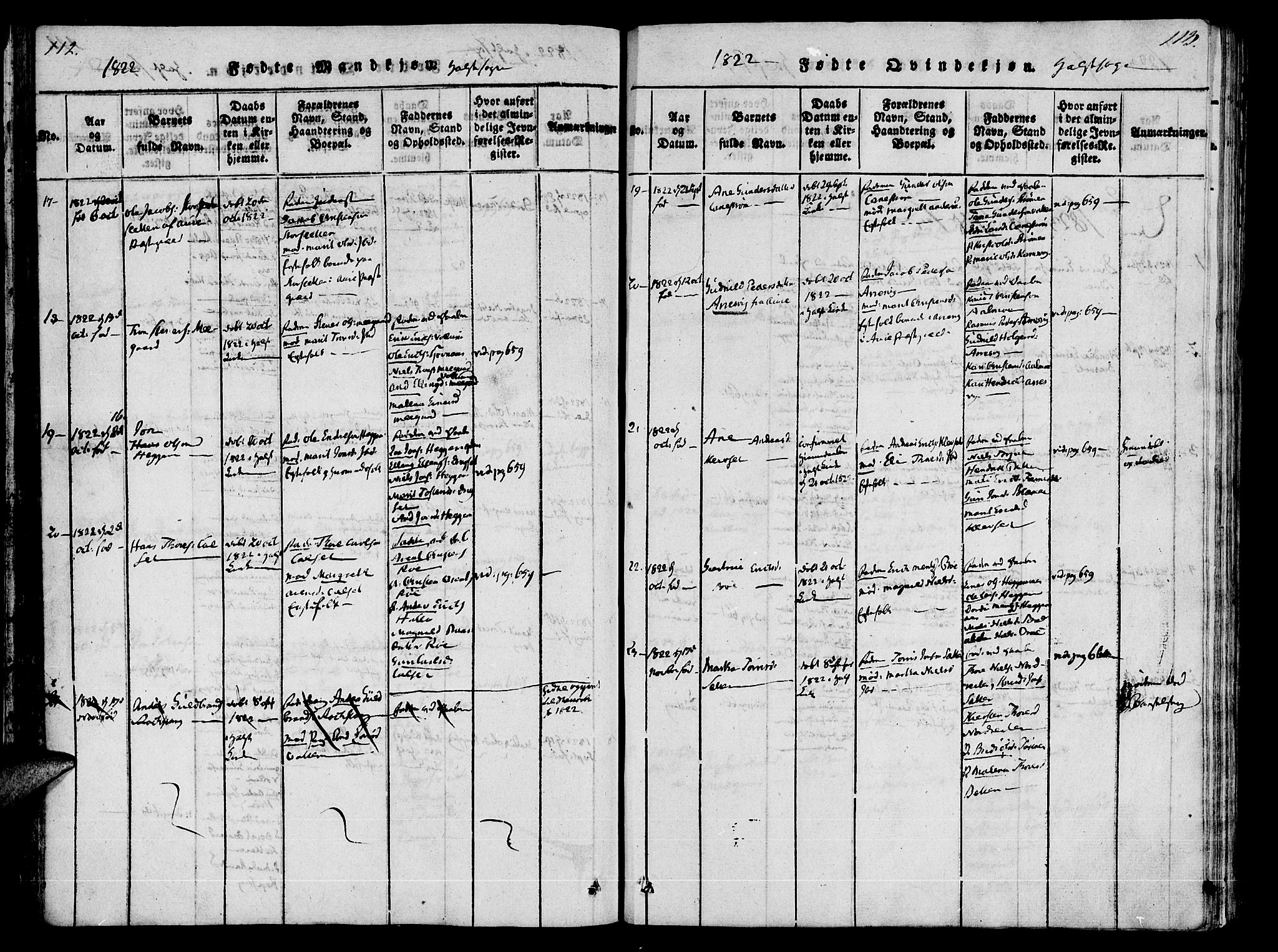 Ministerialprotokoller, klokkerbøker og fødselsregistre - Møre og Romsdal, AV/SAT-A-1454/592/L1023: Parish register (official) no. 592A02, 1820-1830, p. 112-113