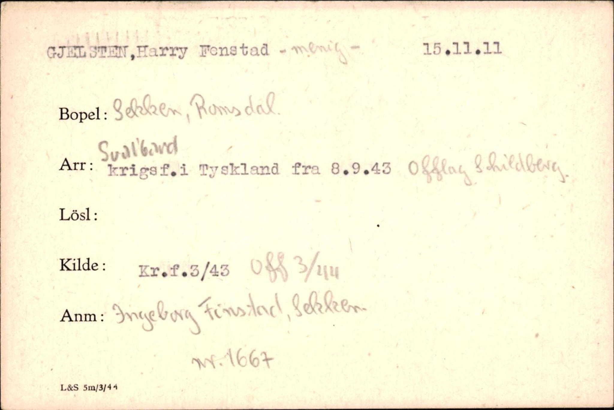 Forsvaret, Forsvarets krigshistoriske avdeling, AV/RA-RAFA-2017/Y/Yf/L0200: II-C-11-2102  -  Norske krigsfanger i Tyskland, 1940-1945, p. 307