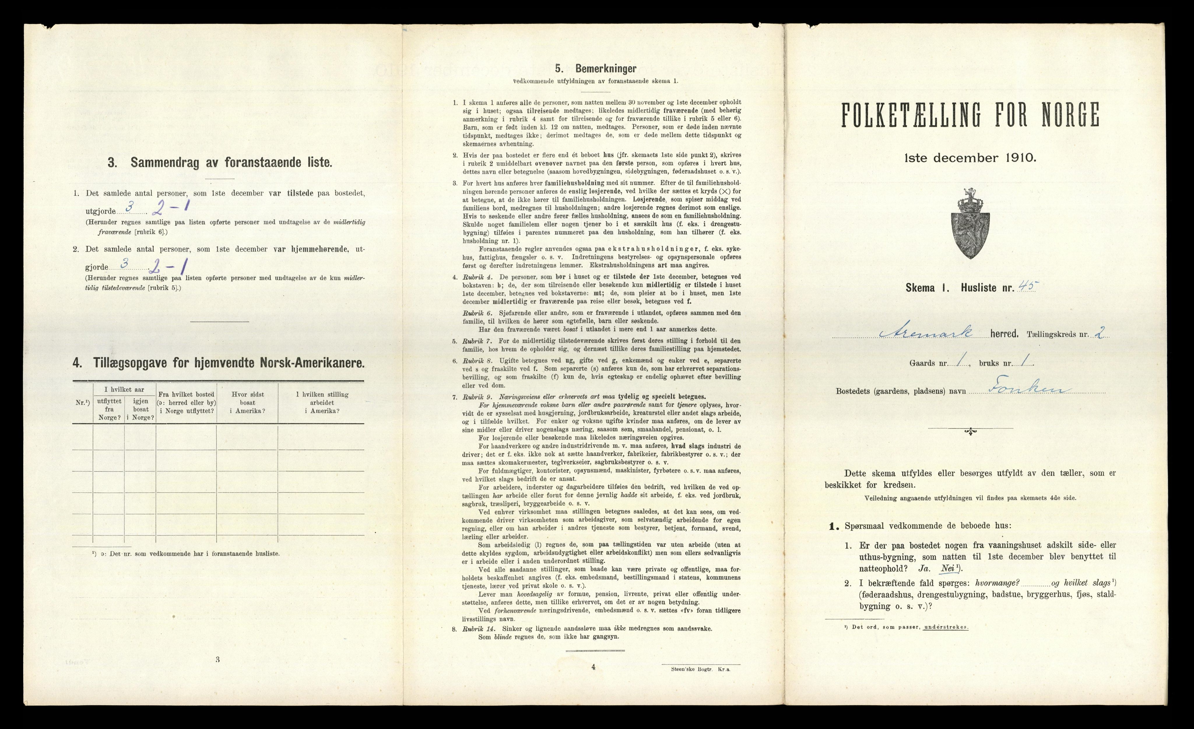 RA, 1910 census for Aremark, 1910, p. 289