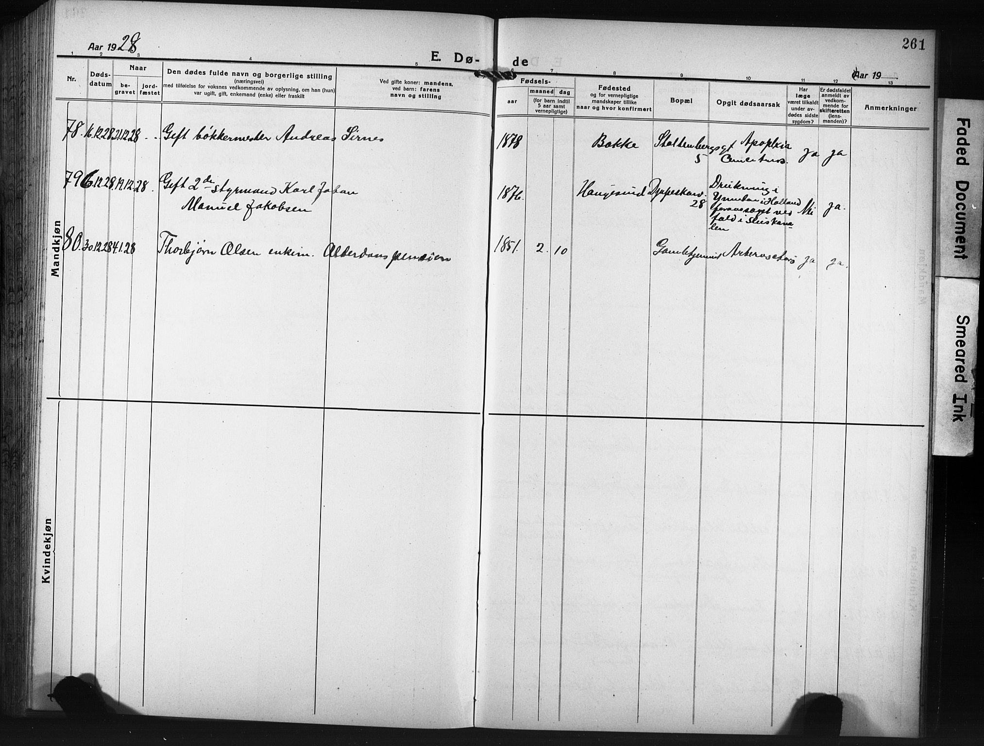 Haugesund sokneprestkontor, SAST/A -101863/H/Ha/Hab/L0010: Parish register (copy) no. B 10, 1920-1931, p. 261