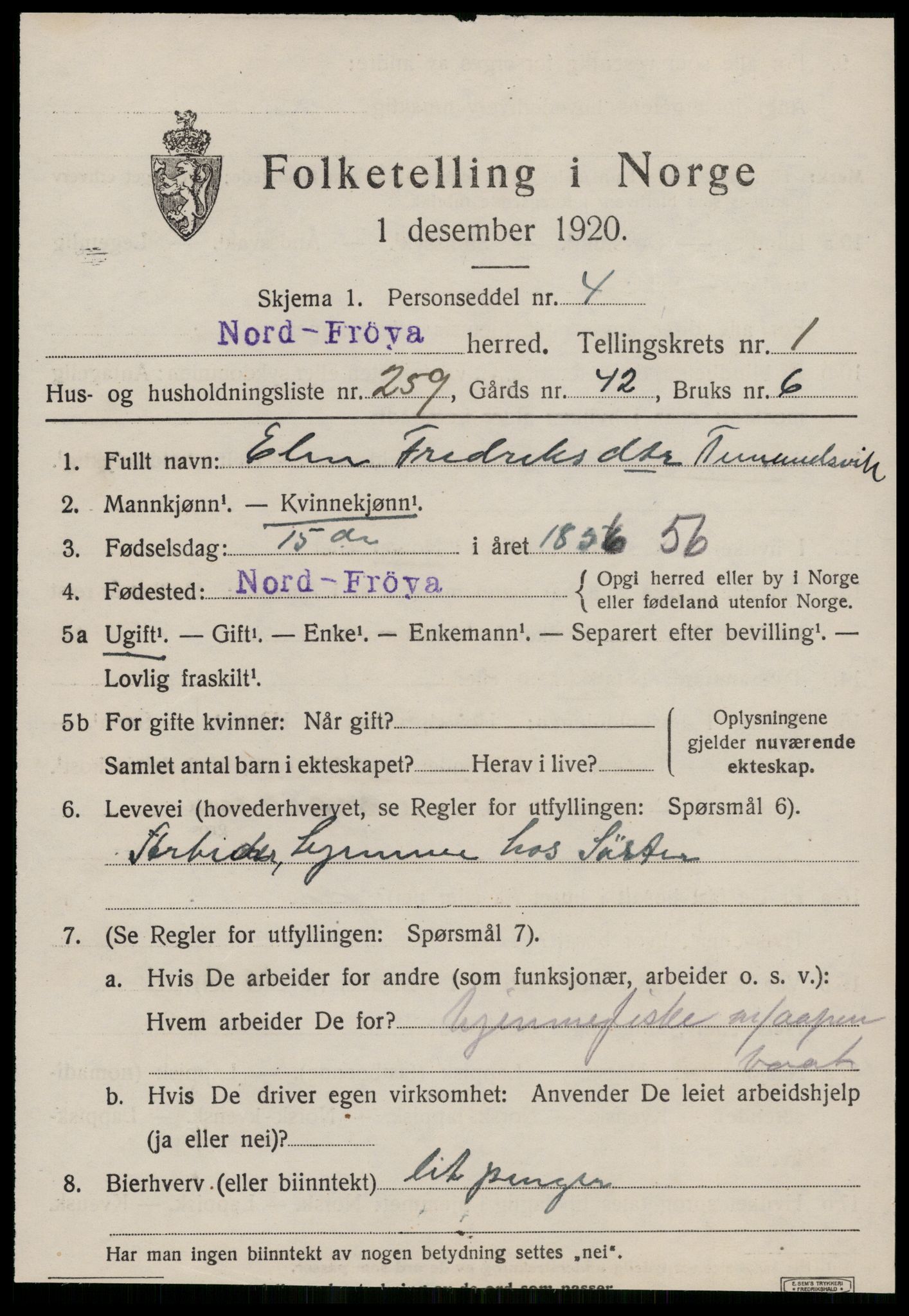 SAT, 1920 census for Nord-Frøya, 1920, p. 4555