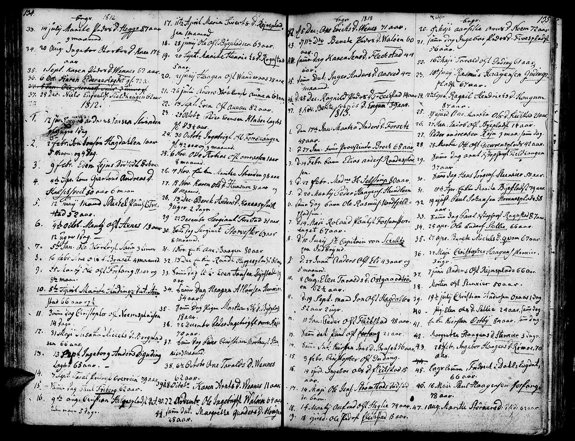 Ministerialprotokoller, klokkerbøker og fødselsregistre - Nord-Trøndelag, SAT/A-1458/746/L0440: Parish register (official) no. 746A02, 1760-1815, p. 134-135