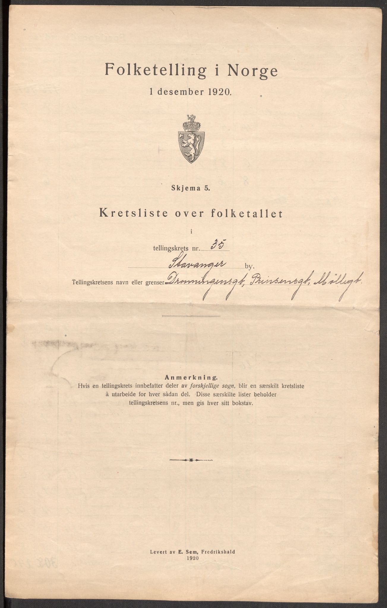 SAST, 1920 census for Stavanger, 1920, p. 110