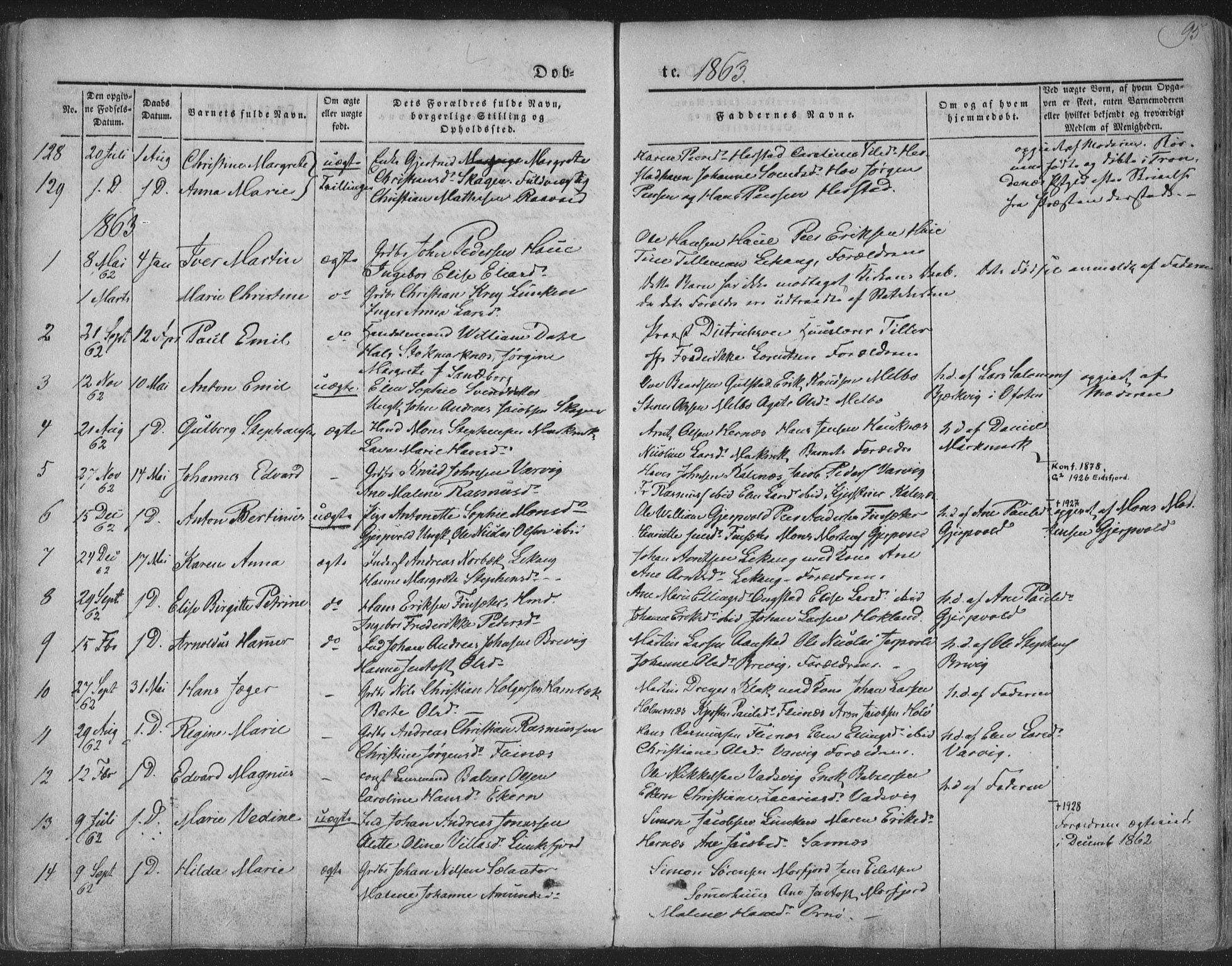 Ministerialprotokoller, klokkerbøker og fødselsregistre - Nordland, SAT/A-1459/888/L1241: Parish register (official) no. 888A07, 1849-1869, p. 95