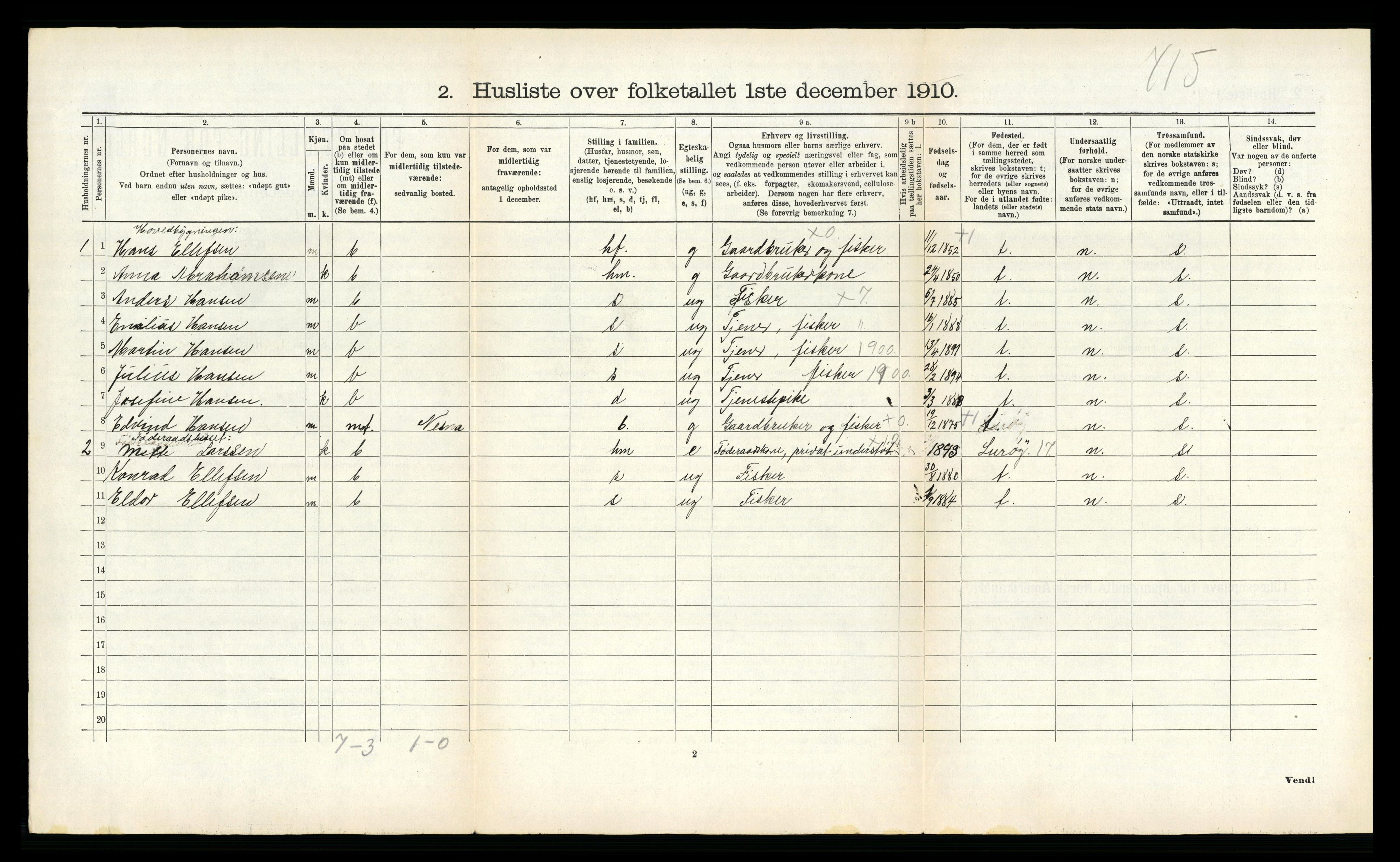 RA, 1910 census for Træna, 1910, p. 168