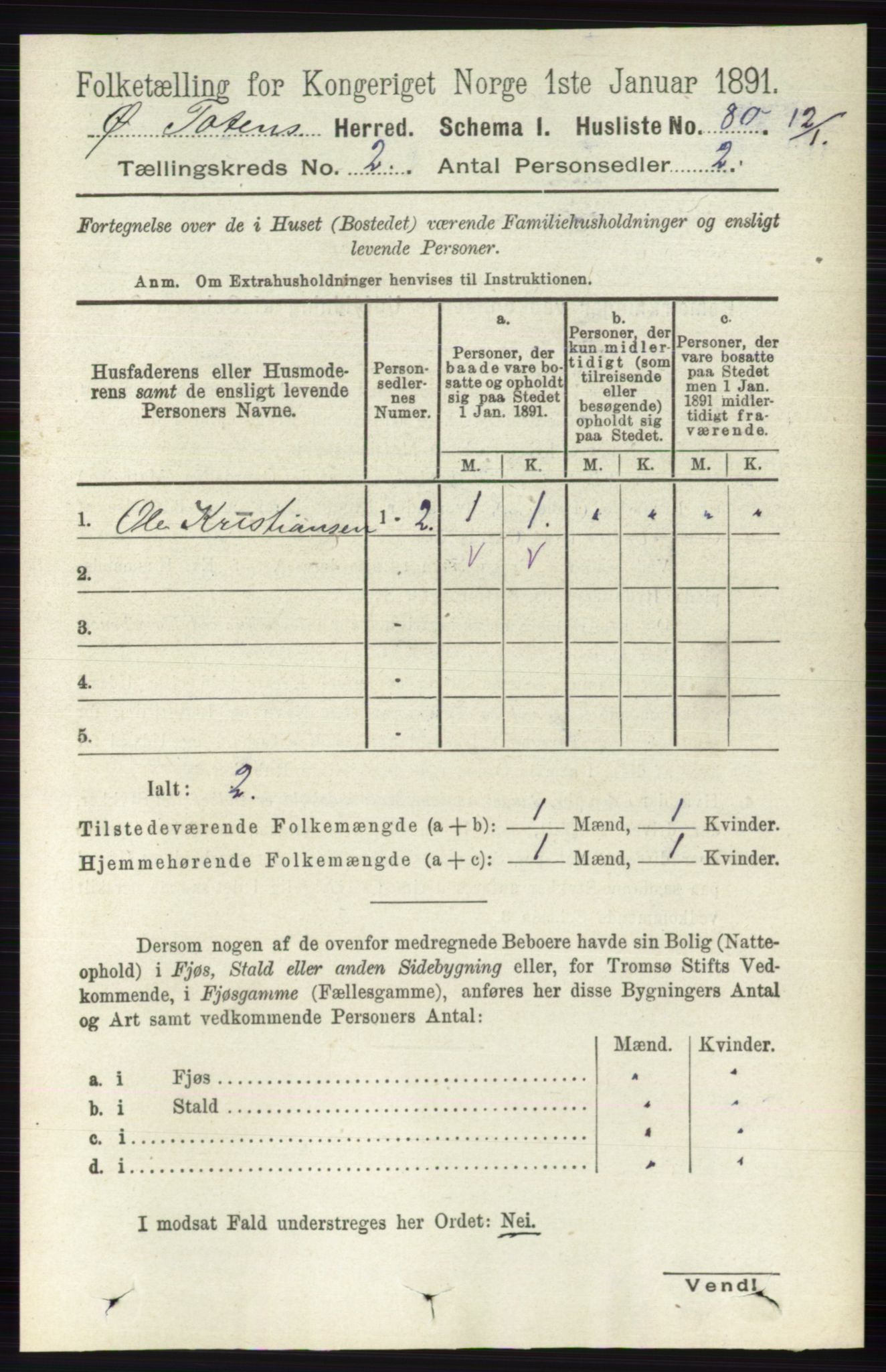 RA, 1891 census for 0528 Østre Toten, 1891, p. 758