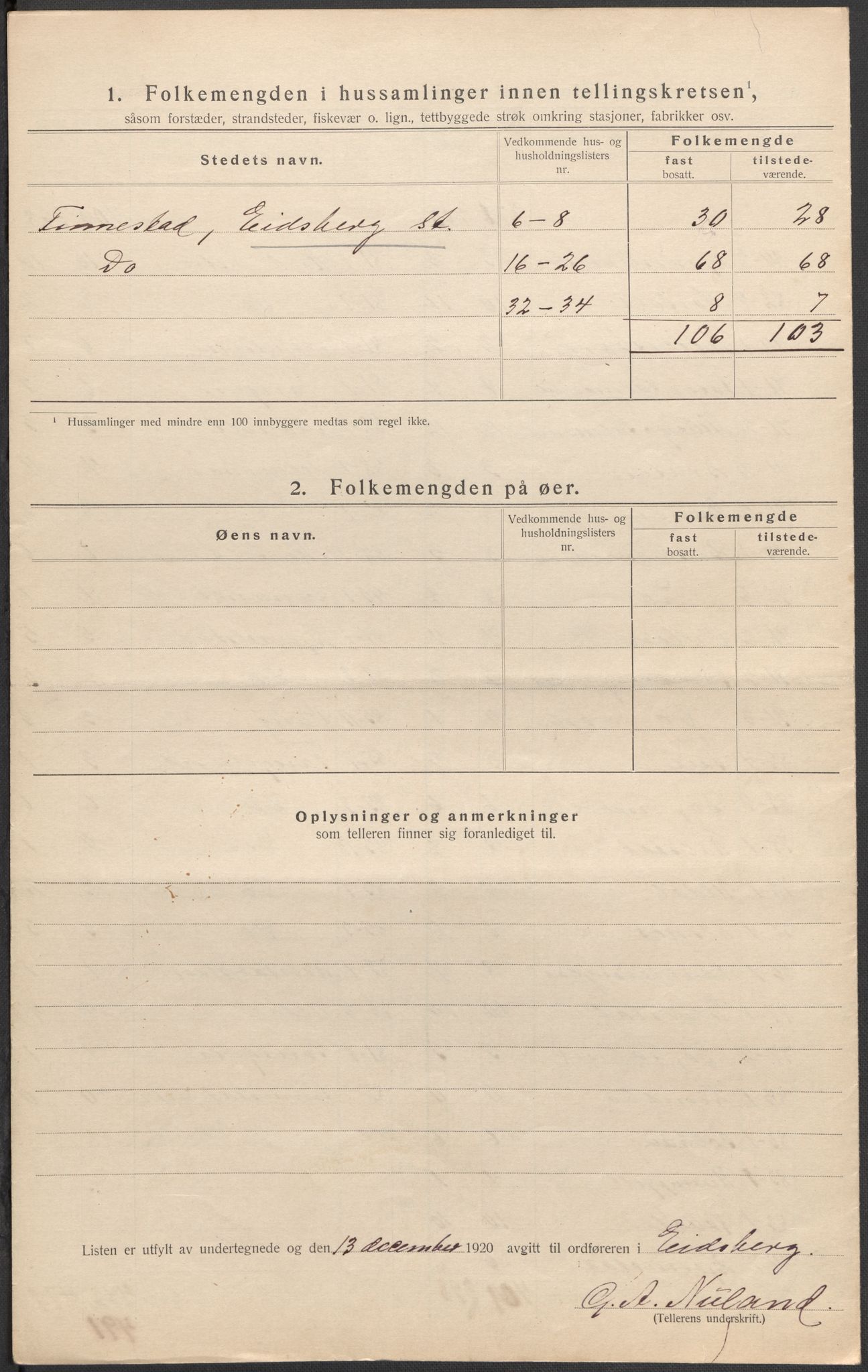 SAO, 1920 census for Eidsberg, 1920, p. 16