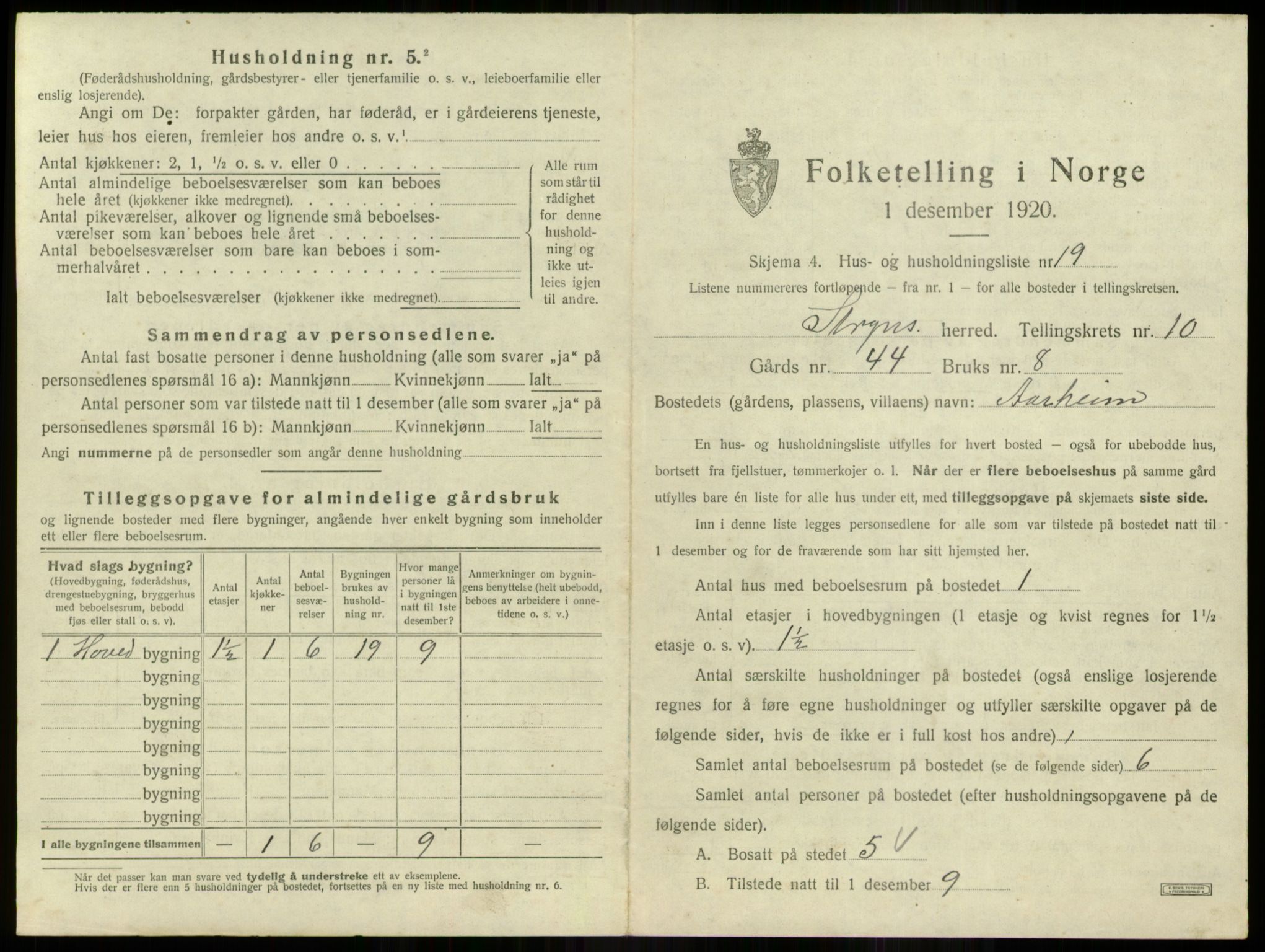 SAB, 1920 census for Stryn, 1920, p. 700