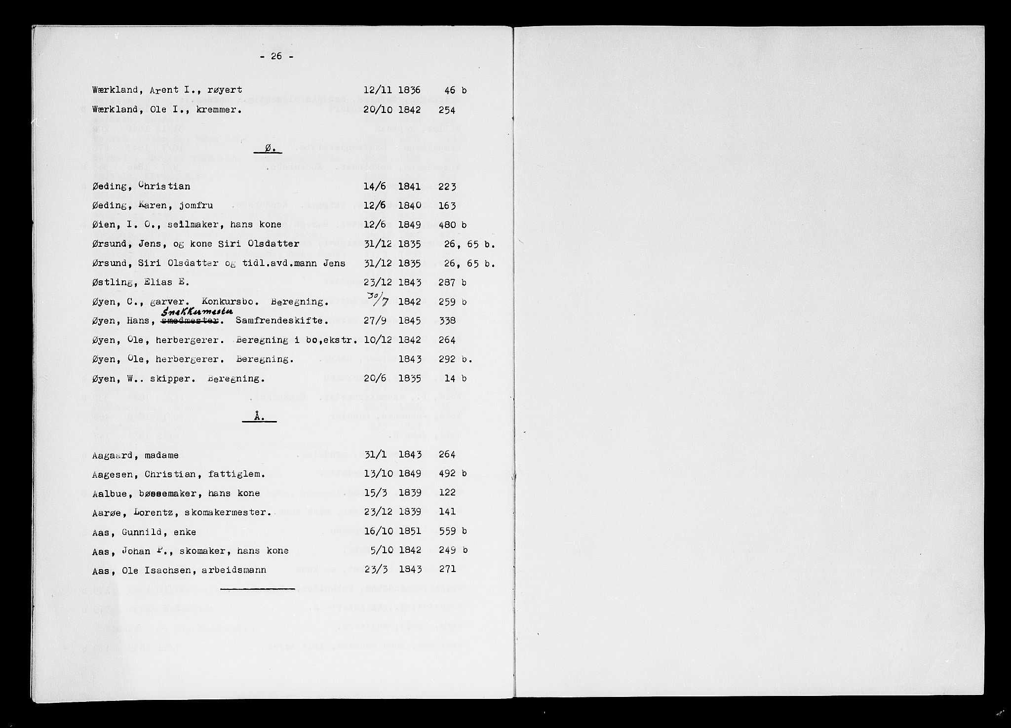 Trondheim byfogd, AV/SAT-A-0003/1/3/3A/L0029: Skifteslutningsprotokoll - 18/4-17/3. (m/ register), 1835-1852, p. 26