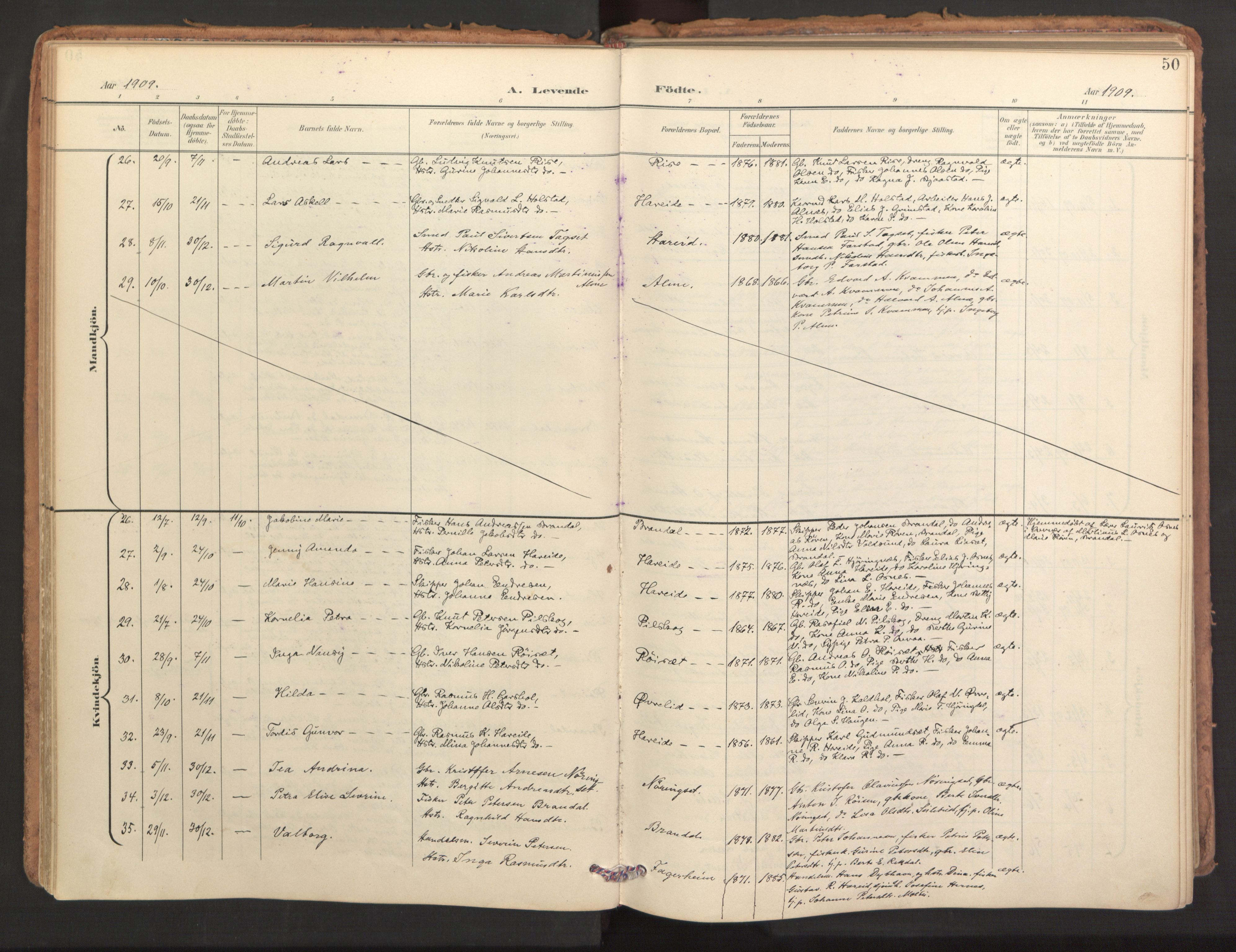 Ministerialprotokoller, klokkerbøker og fødselsregistre - Møre og Romsdal, SAT/A-1454/510/L0123: Parish register (official) no. 510A03, 1898-1922, p. 50