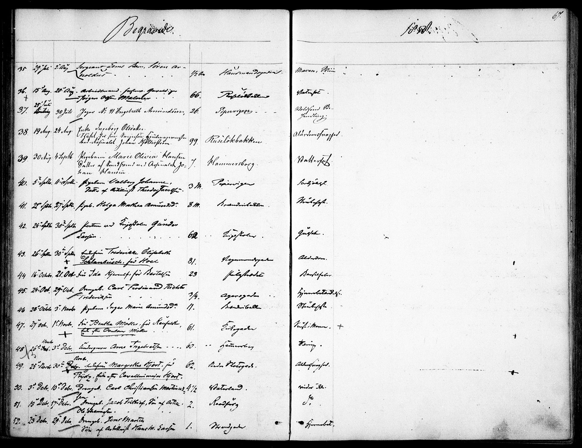 Garnisonsmenigheten Kirkebøker, AV/SAO-A-10846/F/Fa/L0009: Parish register (official) no. 9, 1842-1859, p. 67