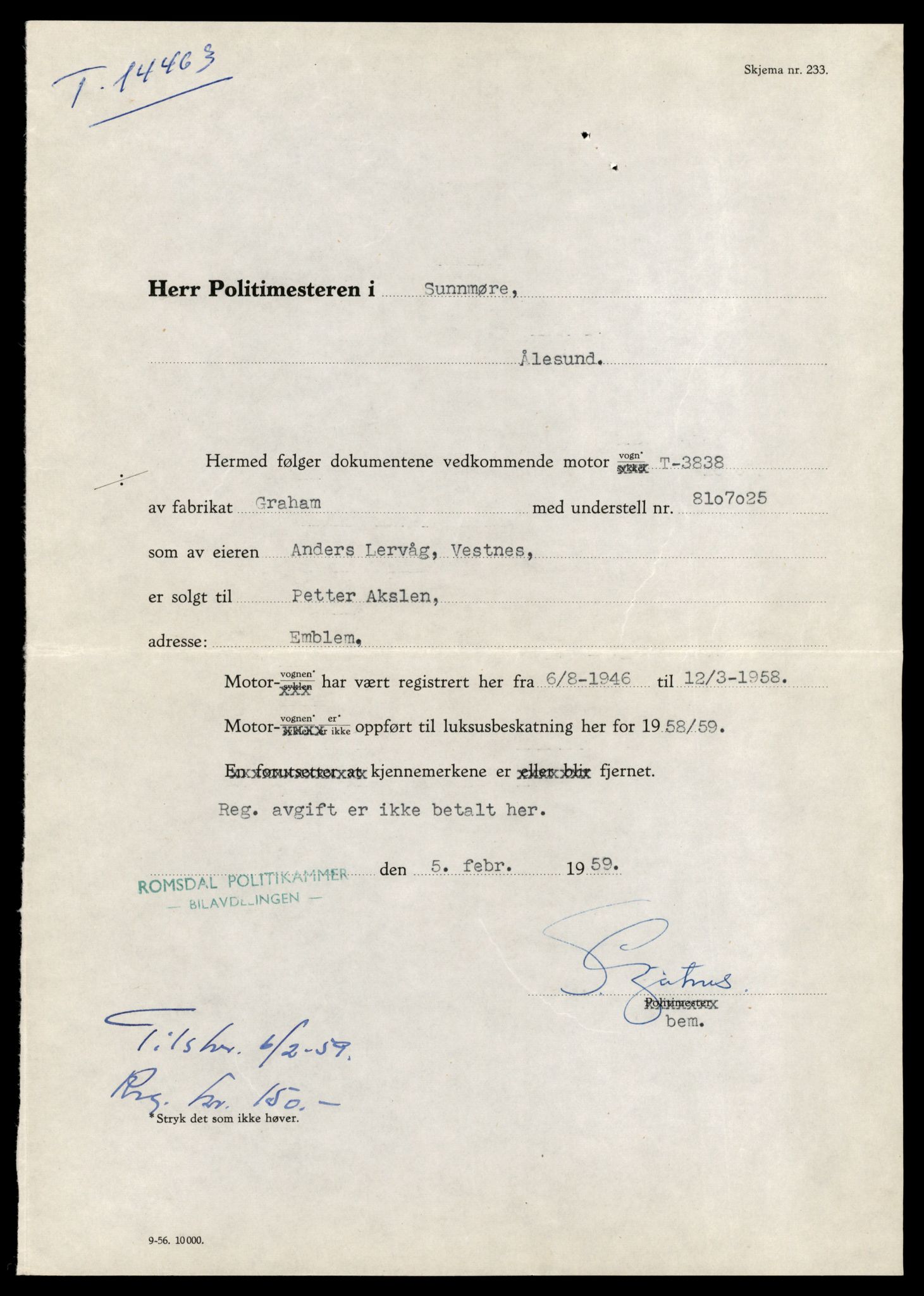 Møre og Romsdal vegkontor - Ålesund trafikkstasjon, AV/SAT-A-4099/F/Fe/L0046: Registreringskort for kjøretøy T 14445 - T 14579, 1927-1998