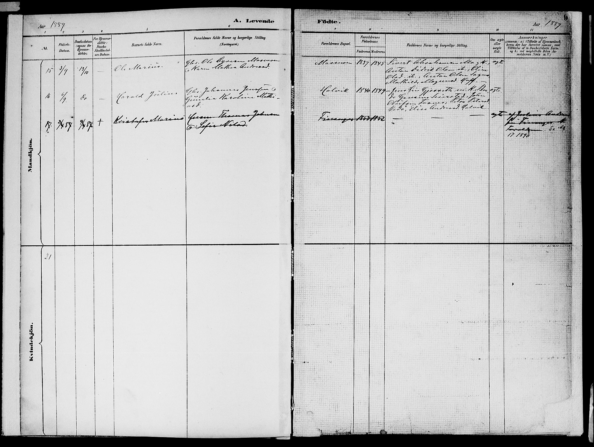 Ministerialprotokoller, klokkerbøker og fødselsregistre - Nord-Trøndelag, SAT/A-1458/773/L0617: Parish register (official) no. 773A08, 1887-1910, p. 9