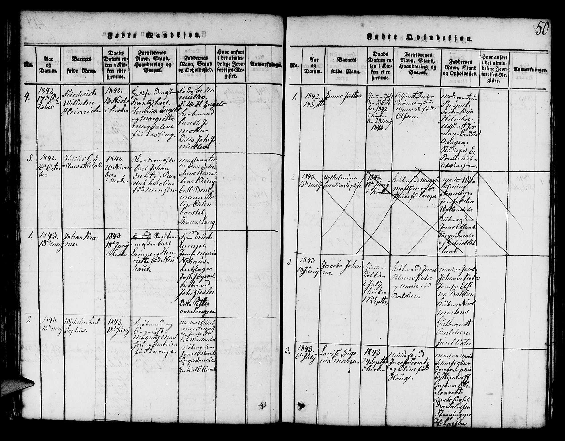 Mariakirken Sokneprestembete, SAB/A-76901/H/Hab/L0001: Parish register (copy) no. A 1, 1815-1846, p. 50