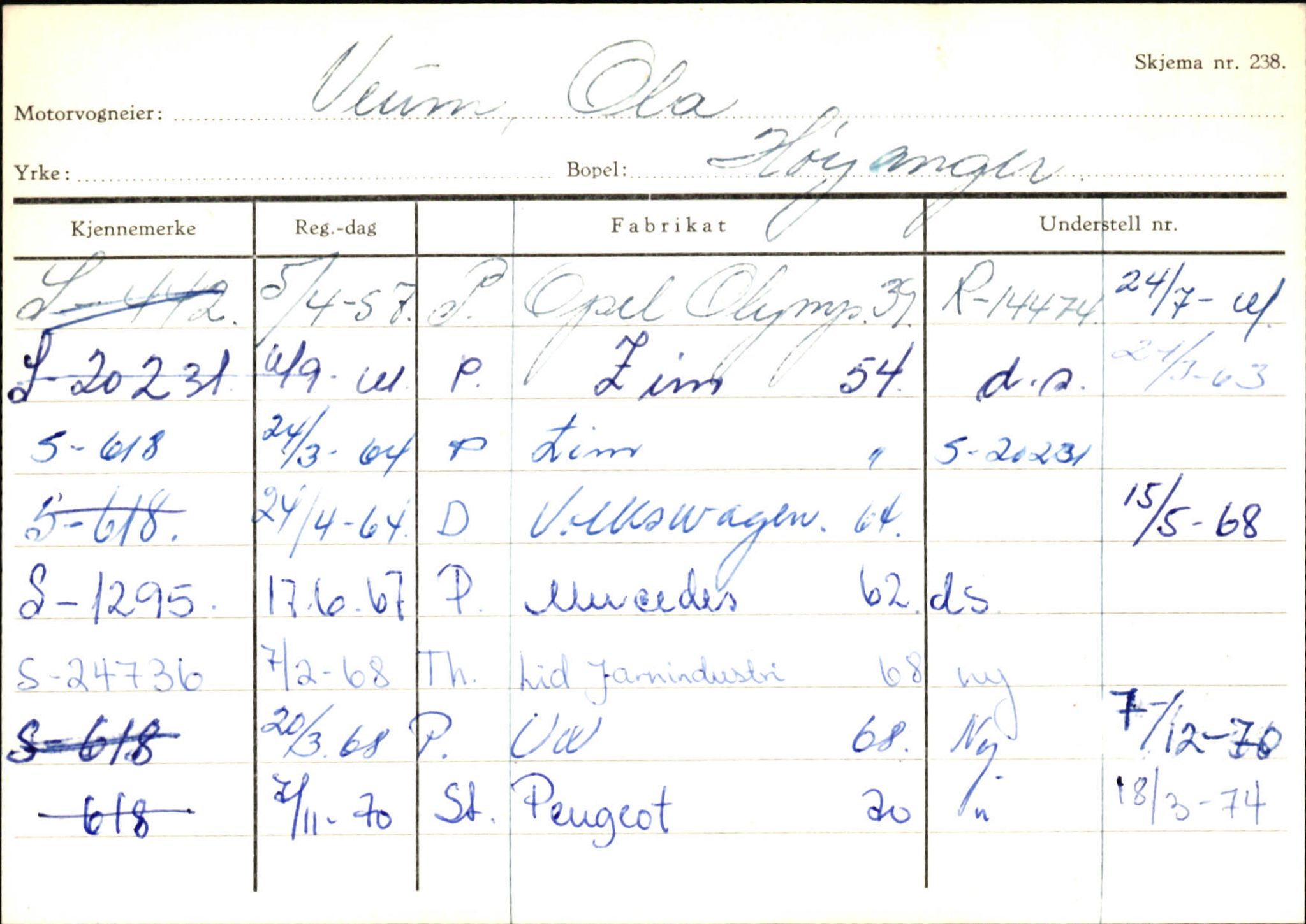 Statens vegvesen, Sogn og Fjordane vegkontor, SAB/A-5301/4/F/L0131: Eigarregister Høyanger P-Å. Stryn S-Å, 1945-1975, p. 801