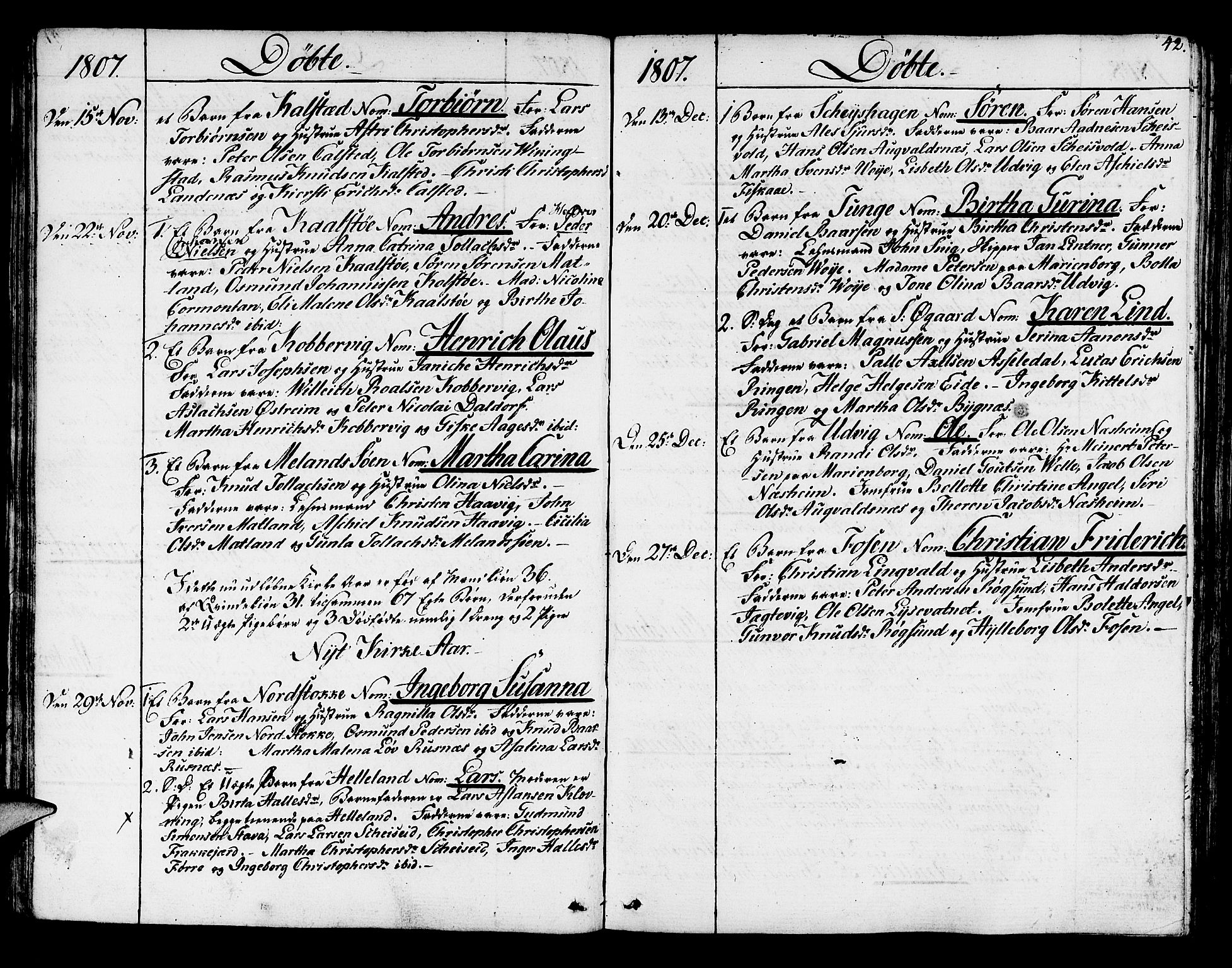 Avaldsnes sokneprestkontor, SAST/A -101851/H/Ha/Haa/L0003: Parish register (official) no. A 3, 1801-1817, p. 42