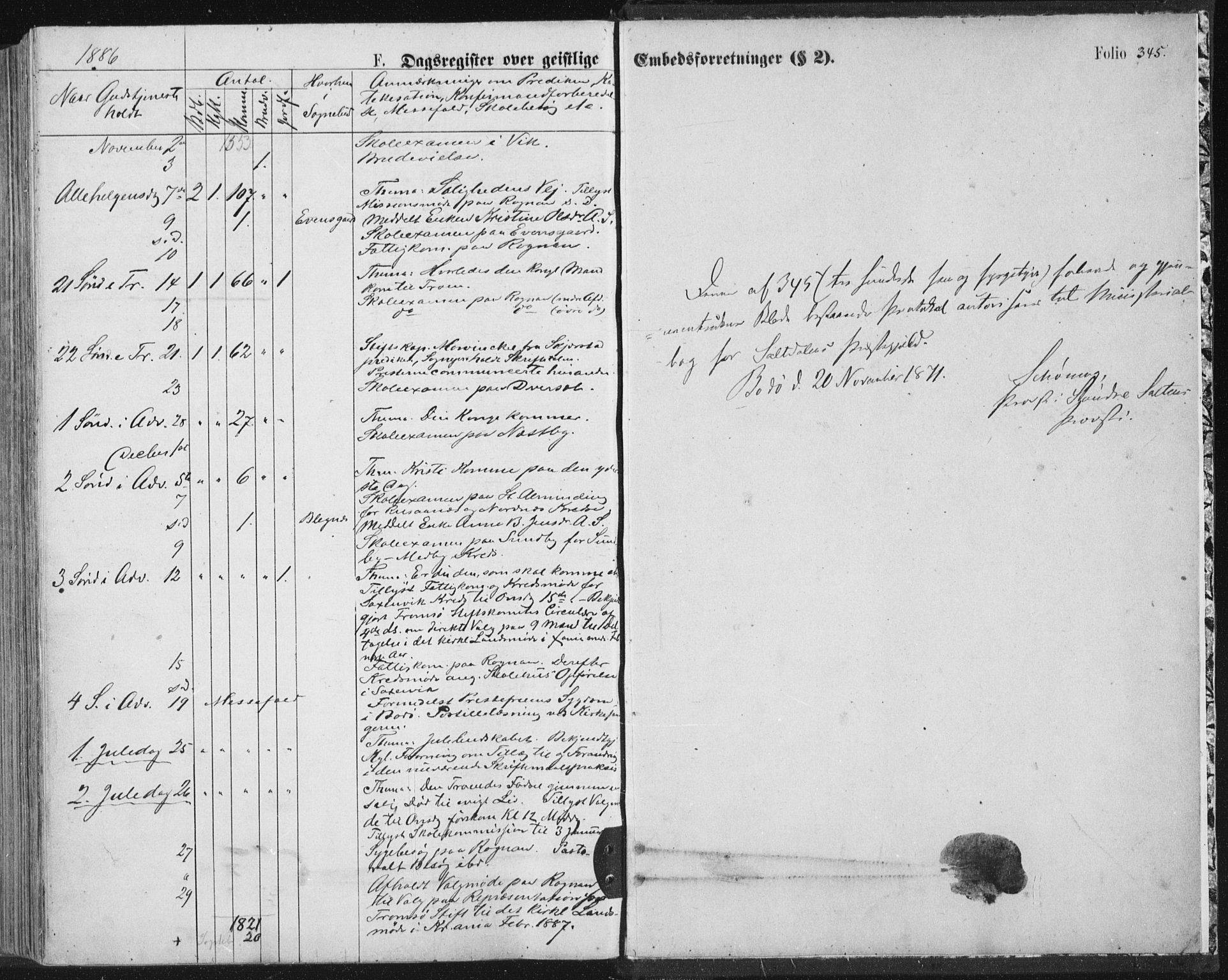 Ministerialprotokoller, klokkerbøker og fødselsregistre - Nordland, AV/SAT-A-1459/847/L0668: Parish register (official) no. 847A08, 1872-1886, p. 345