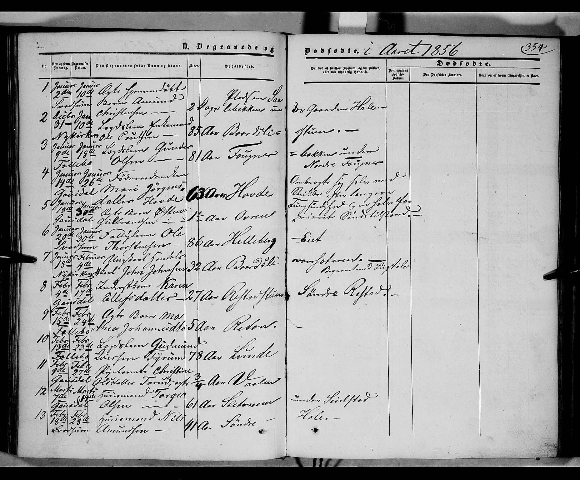 Gausdal prestekontor, SAH/PREST-090/H/Ha/Haa/L0008: Parish register (official) no. 8, 1850-1861, p. 354