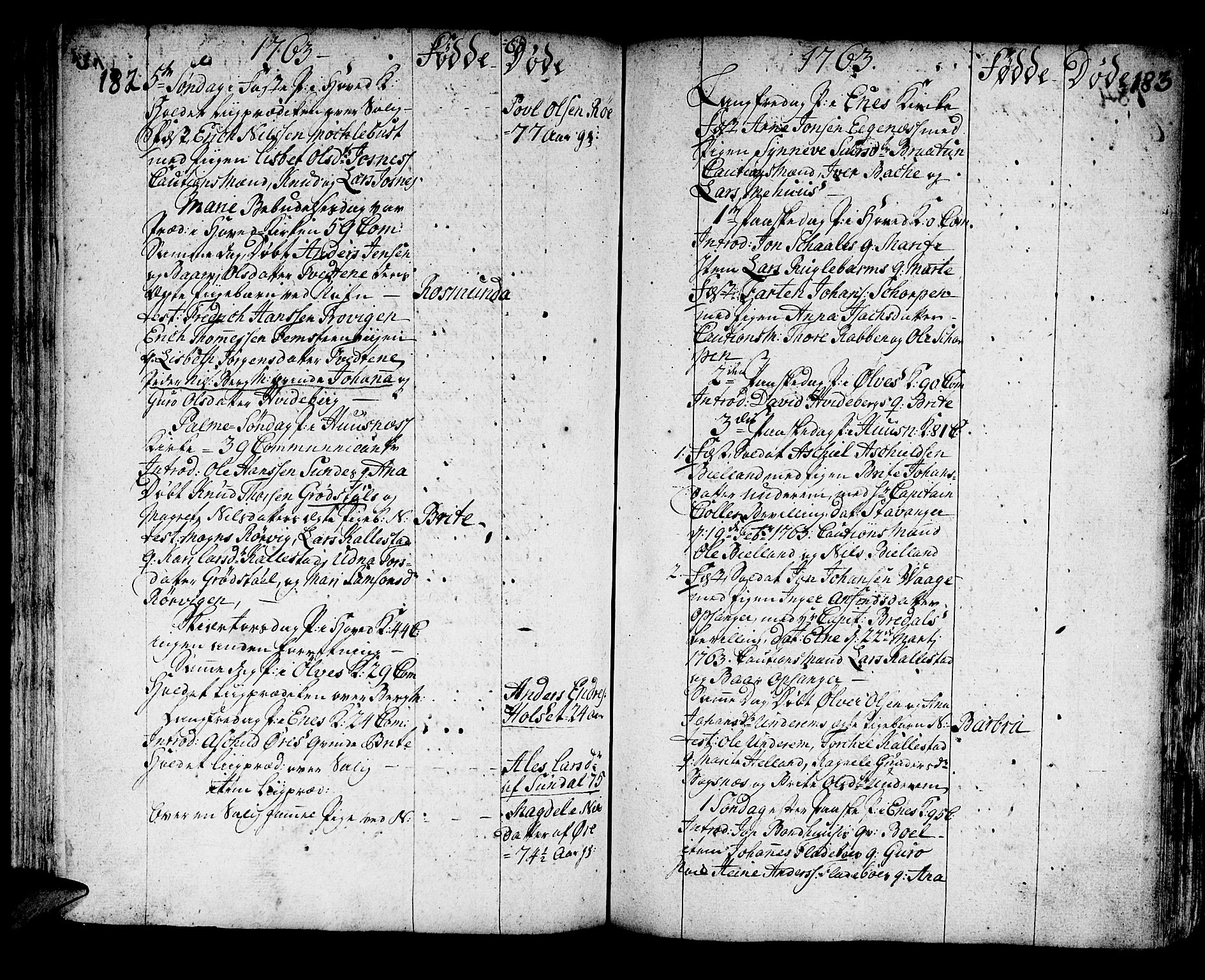 Kvinnherad sokneprestembete, AV/SAB-A-76401/H/Haa: Parish register (official) no. A 3, 1754-1777, p. 182-183