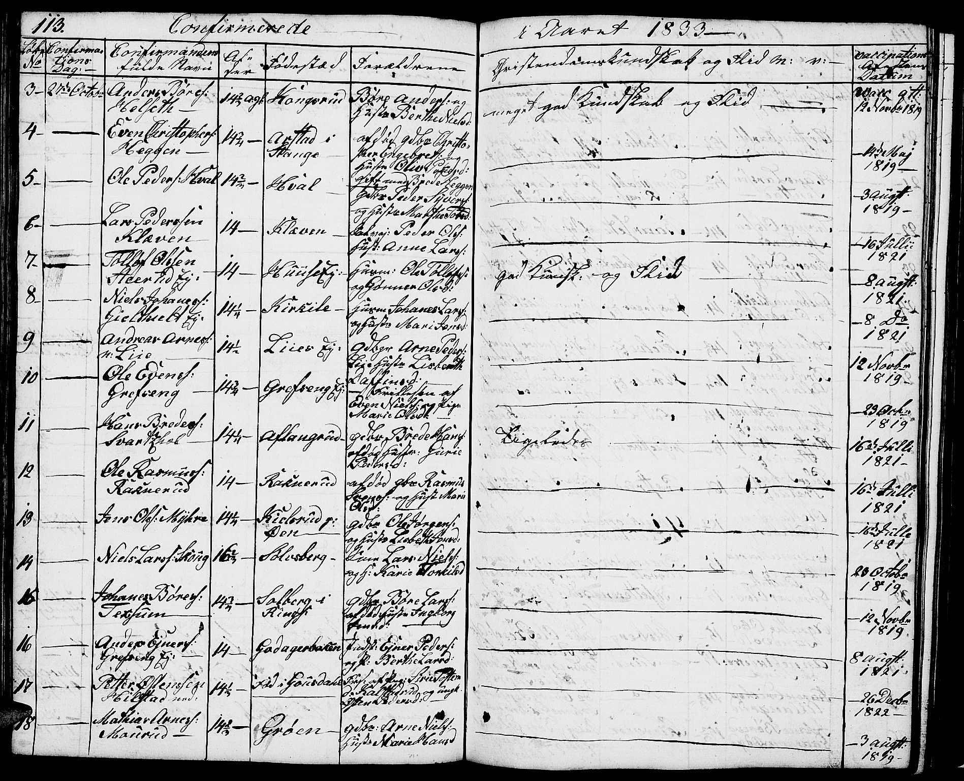 Nes prestekontor, Hedmark, AV/SAH-PREST-020/L/La/L0004: Parish register (copy) no. 4, 1832-1861, p. 113