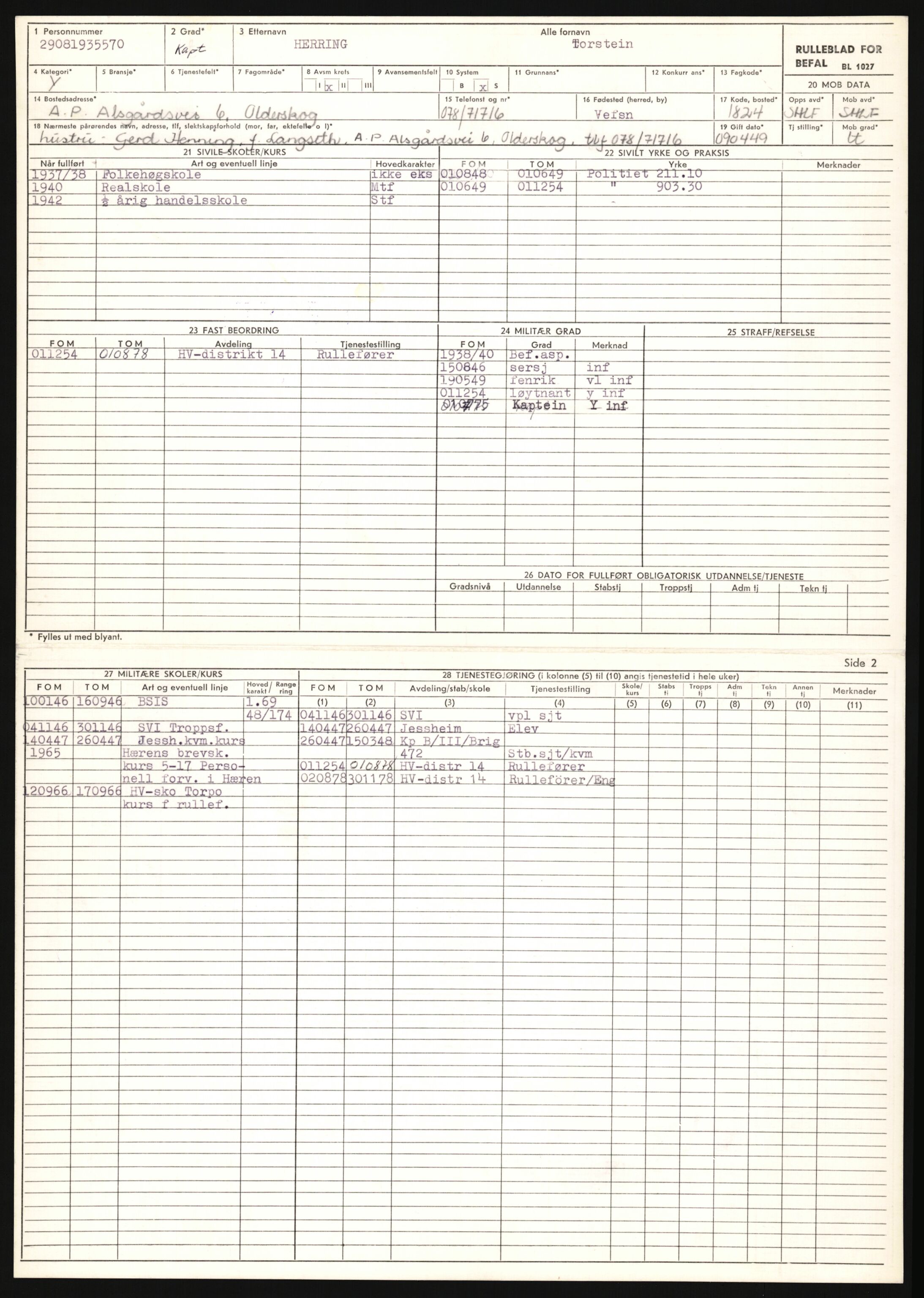 Forsvaret, Sør-Hålogaland landforsvar, AV/RA-RAFA-2552/P/Pa/L0303: Personellmapper for slettet personell, yrkesbefal og vernepliktig befal, født 1917-1920, 1936-1980, p. 485