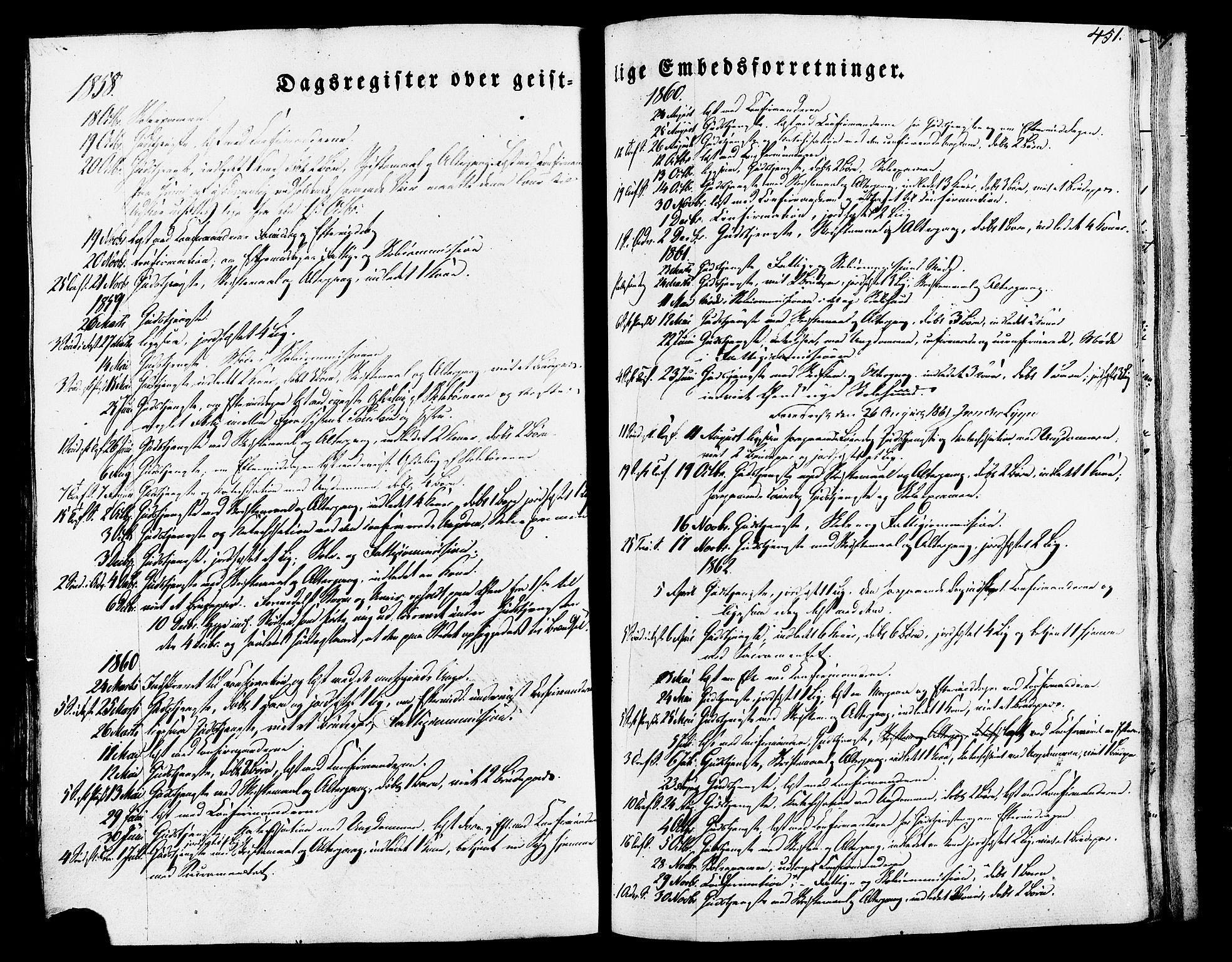 Torvastad sokneprestkontor, SAST/A -101857/H/Ha/Haa/L0007: Parish register (official) no. A 7, 1838-1882, p. 451