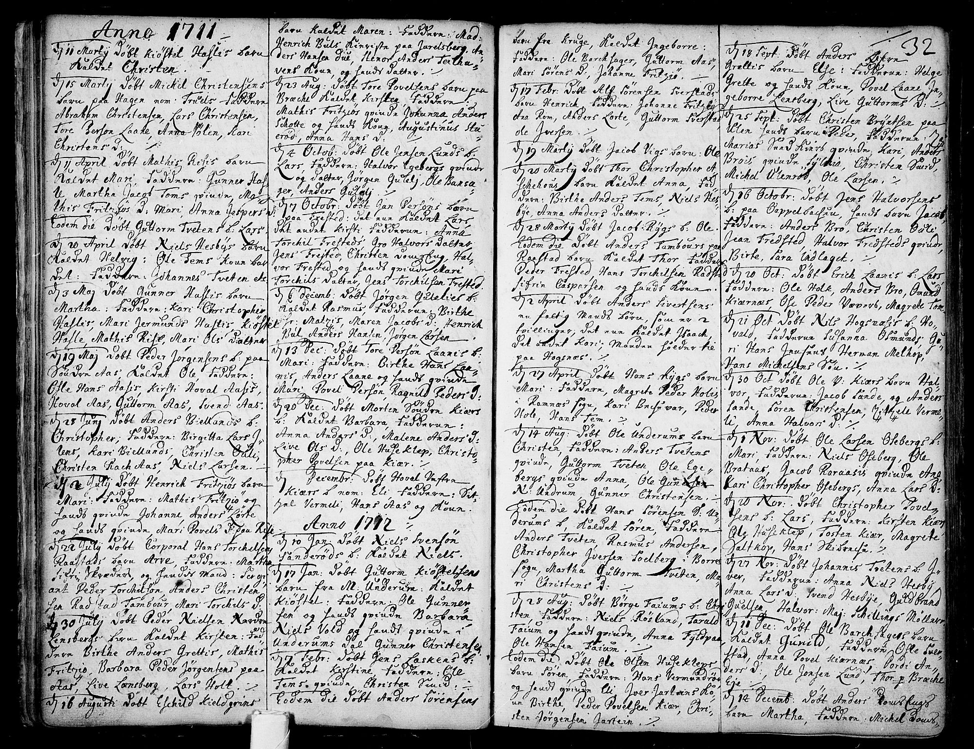 Sem kirkebøker, AV/SAKO-A-5/F/Fa/L0001: Parish register (official) no. I 1, 1702-1763, p. 32