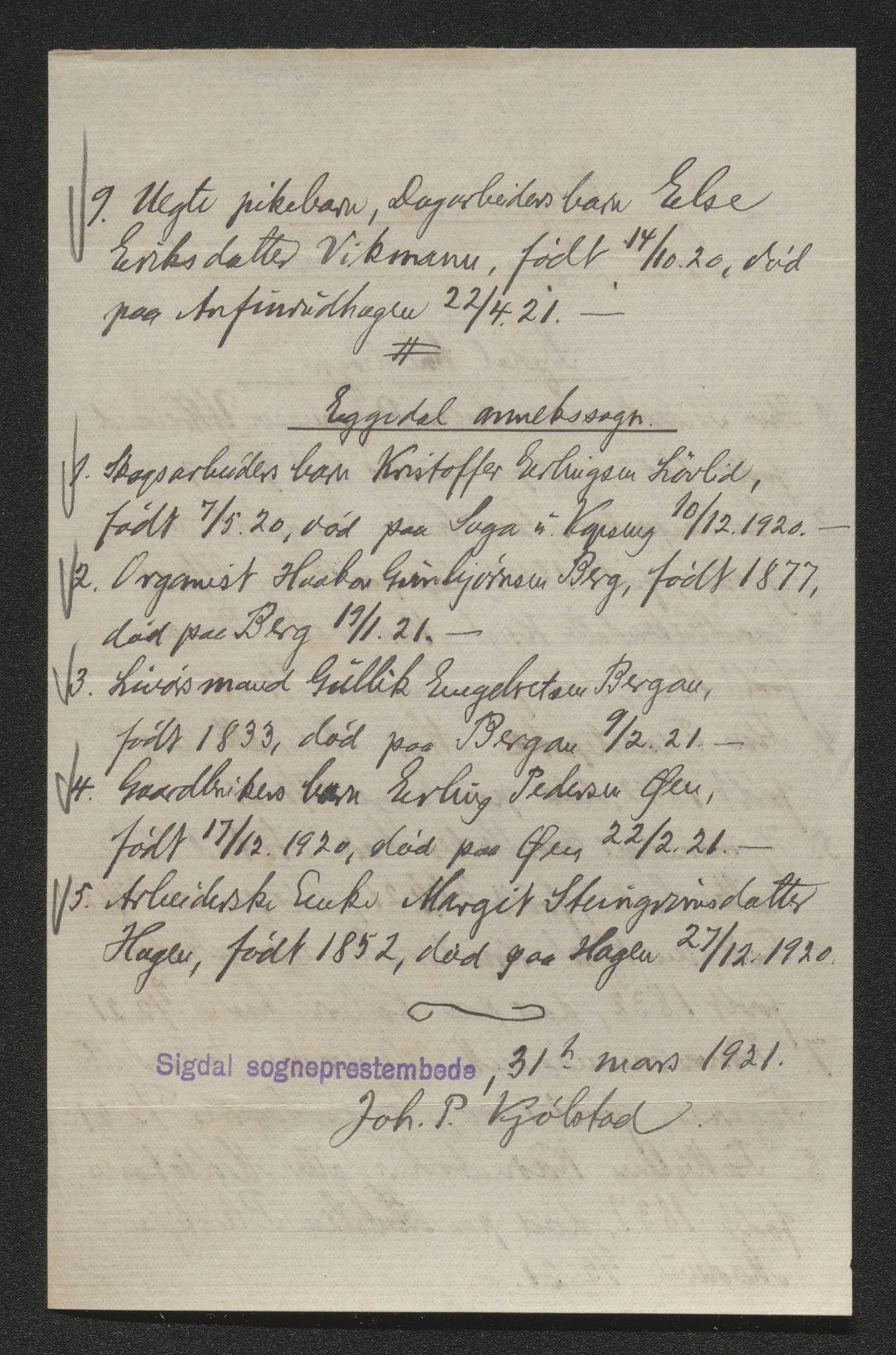 Eiker, Modum og Sigdal sorenskriveri, AV/SAKO-A-123/H/Ha/Hab/L0040: Dødsfallsmeldinger, 1920-1921, p. 1115