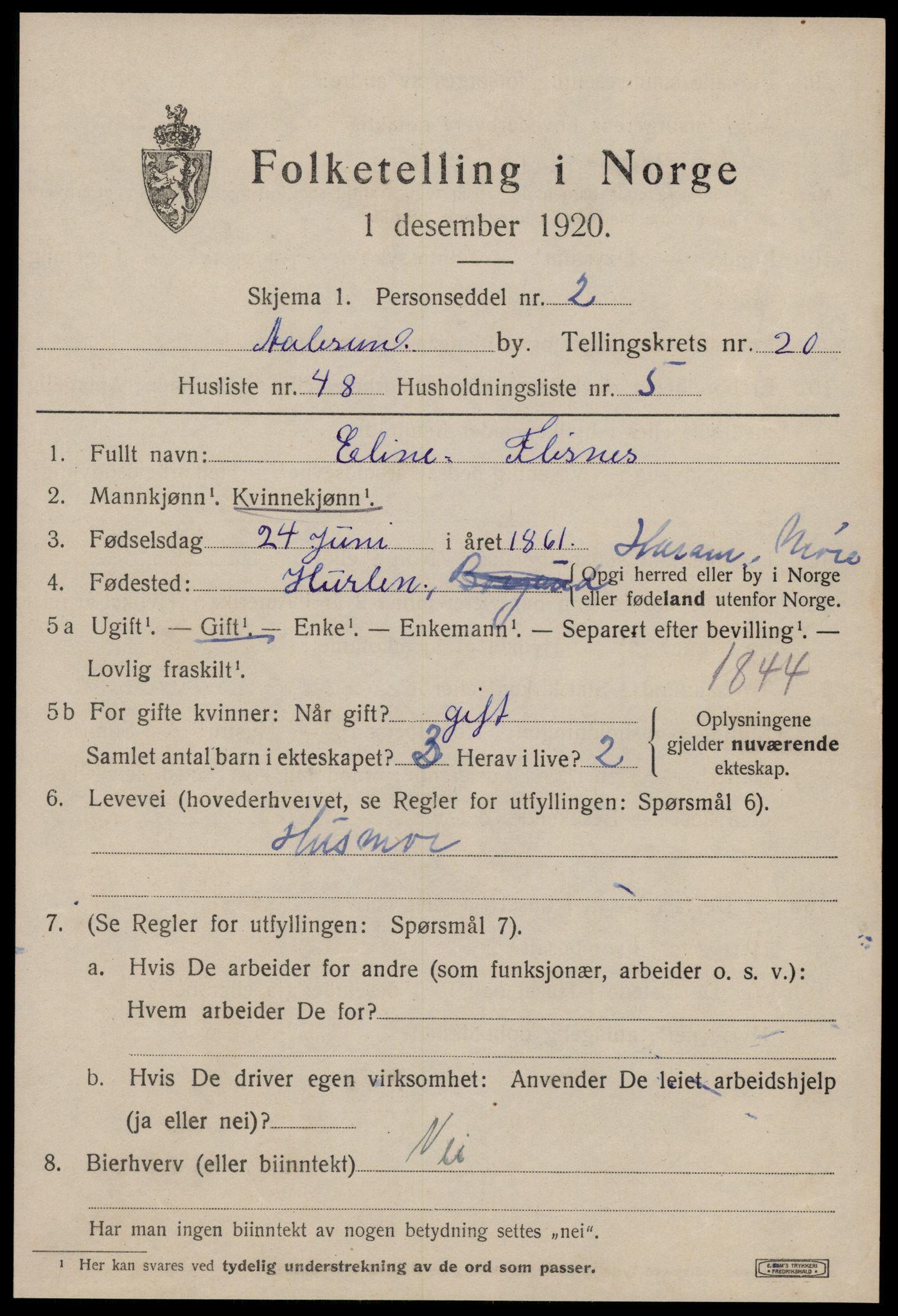 SAT, 1920 census for Ålesund, 1920, p. 39416