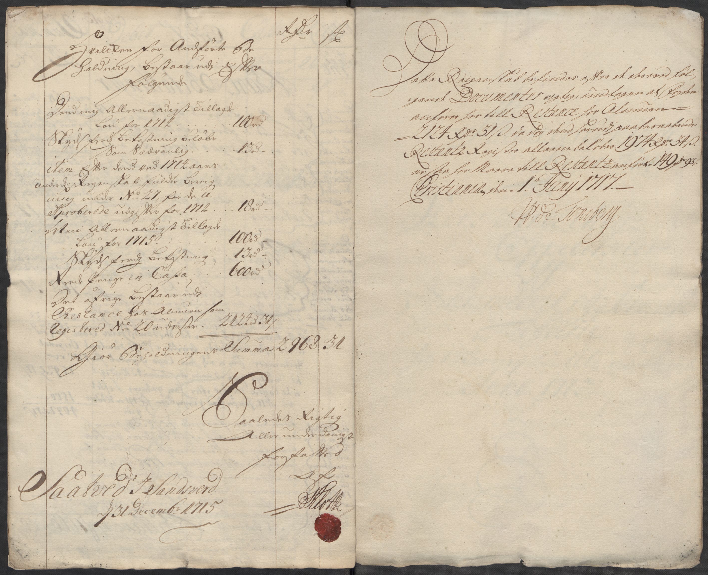 Rentekammeret inntil 1814, Reviderte regnskaper, Fogderegnskap, AV/RA-EA-4092/R24/L1591: Fogderegnskap Numedal og Sandsvær, 1715, p. 11