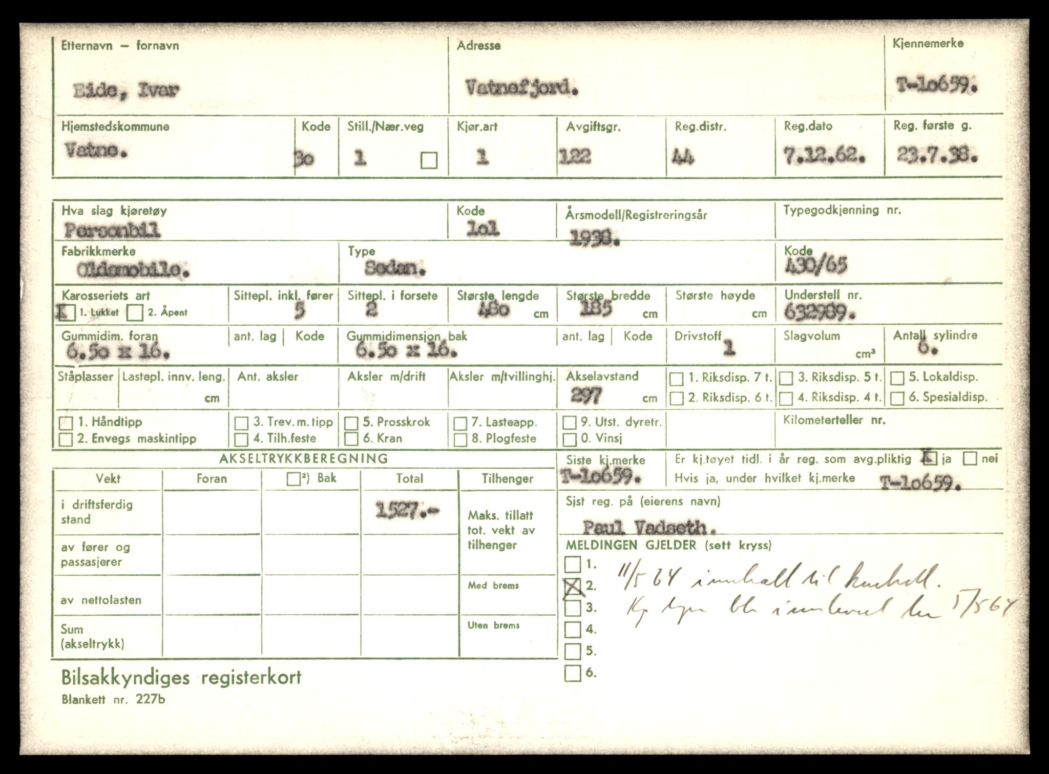 Møre og Romsdal vegkontor - Ålesund trafikkstasjon, AV/SAT-A-4099/F/Fe/L0022: Registreringskort for kjøretøy T 10584 - T 10694, 1927-1998, p. 2153