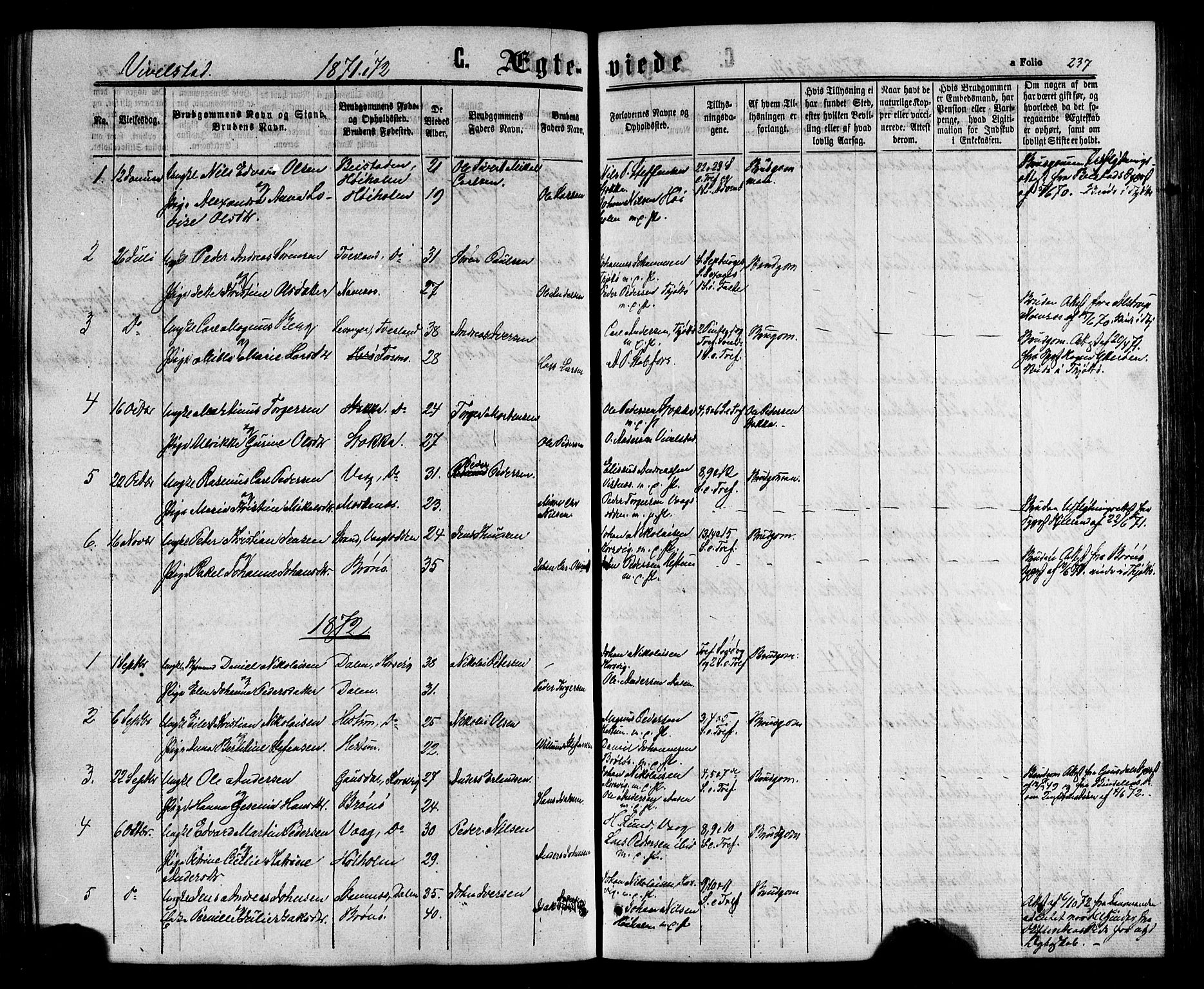 Ministerialprotokoller, klokkerbøker og fødselsregistre - Nordland, AV/SAT-A-1459/817/L0262: Parish register (official) no. 817A03 /2, 1867-1877, p. 237