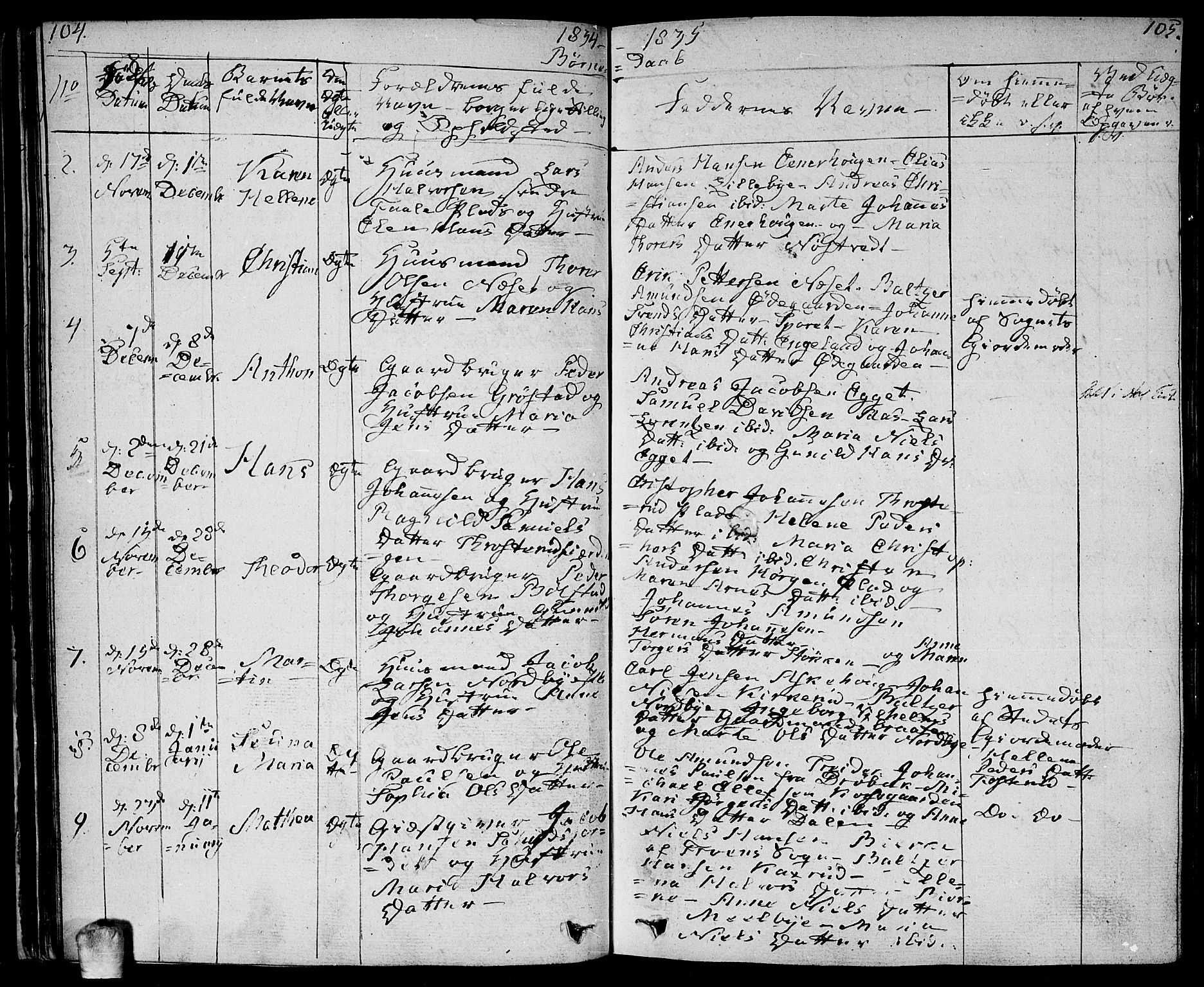 Ås prestekontor Kirkebøker, AV/SAO-A-10894/F/Fa/L0005: Parish register (official) no. I 5, 1827-1840, p. 104-105